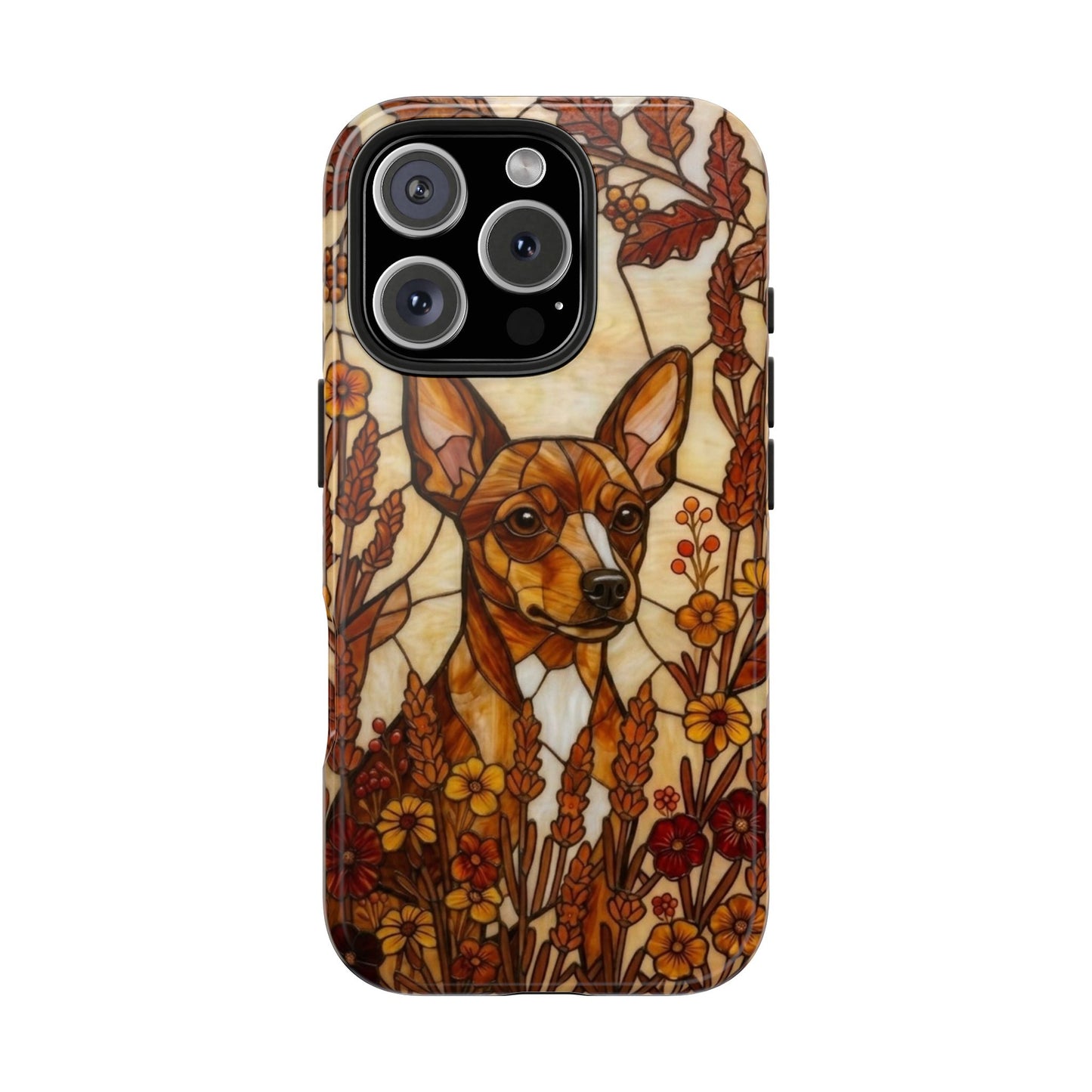 Mini Pinscher Stained Glass Style Tough Case — Autumn Warmth Theme