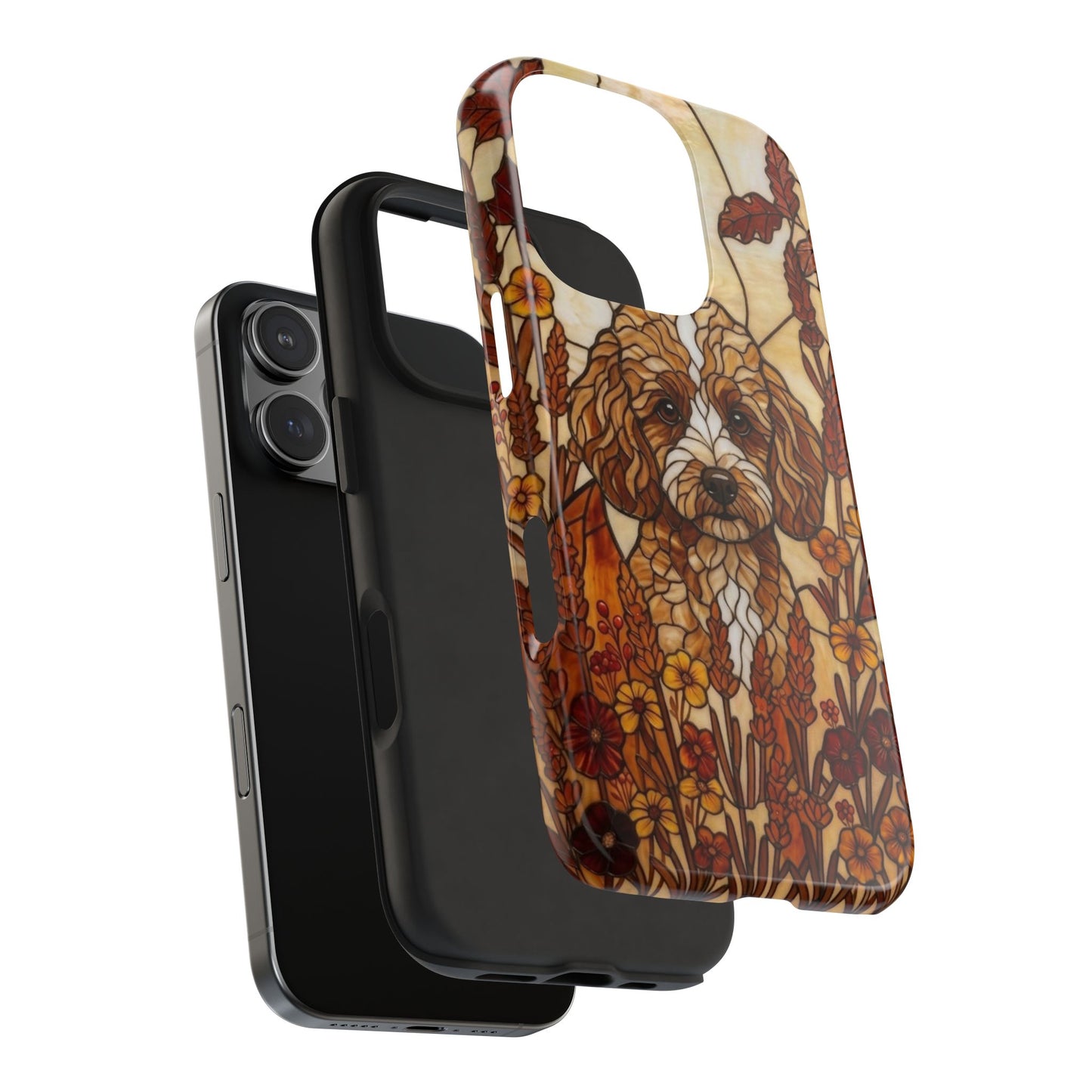 Toy Poodle Stained Glass Style Tough Case — Autumn Warmth Theme
