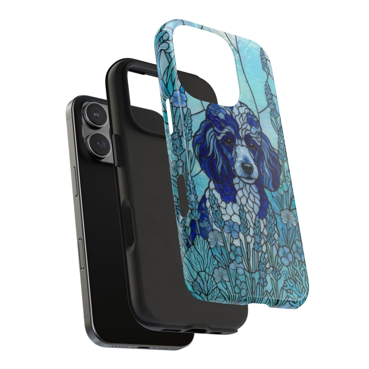 Toy Poodle Stained Glass Style Tough Case — Ocean Blue Theme
