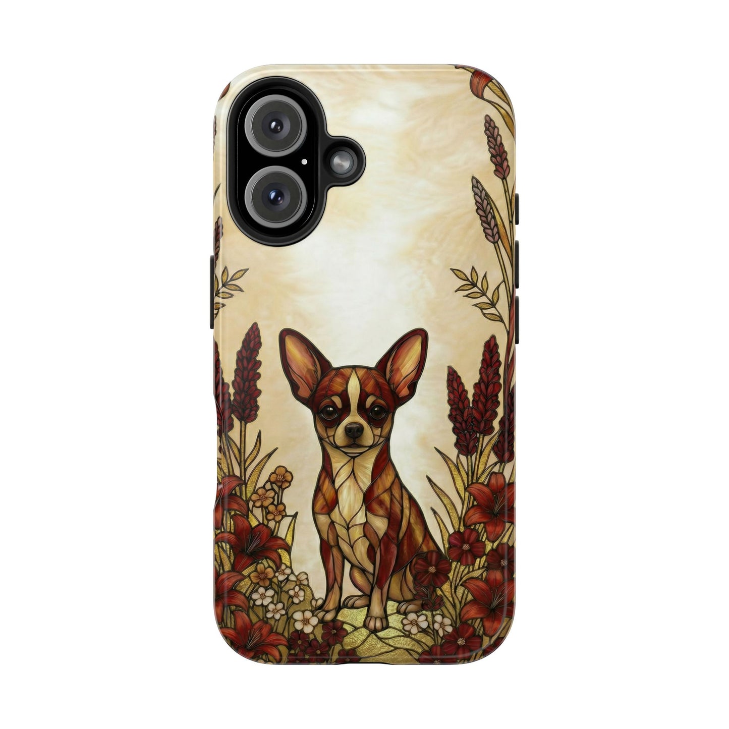 Chihuahua Stained Glass Style Tough Case — Fire & Gold Theme