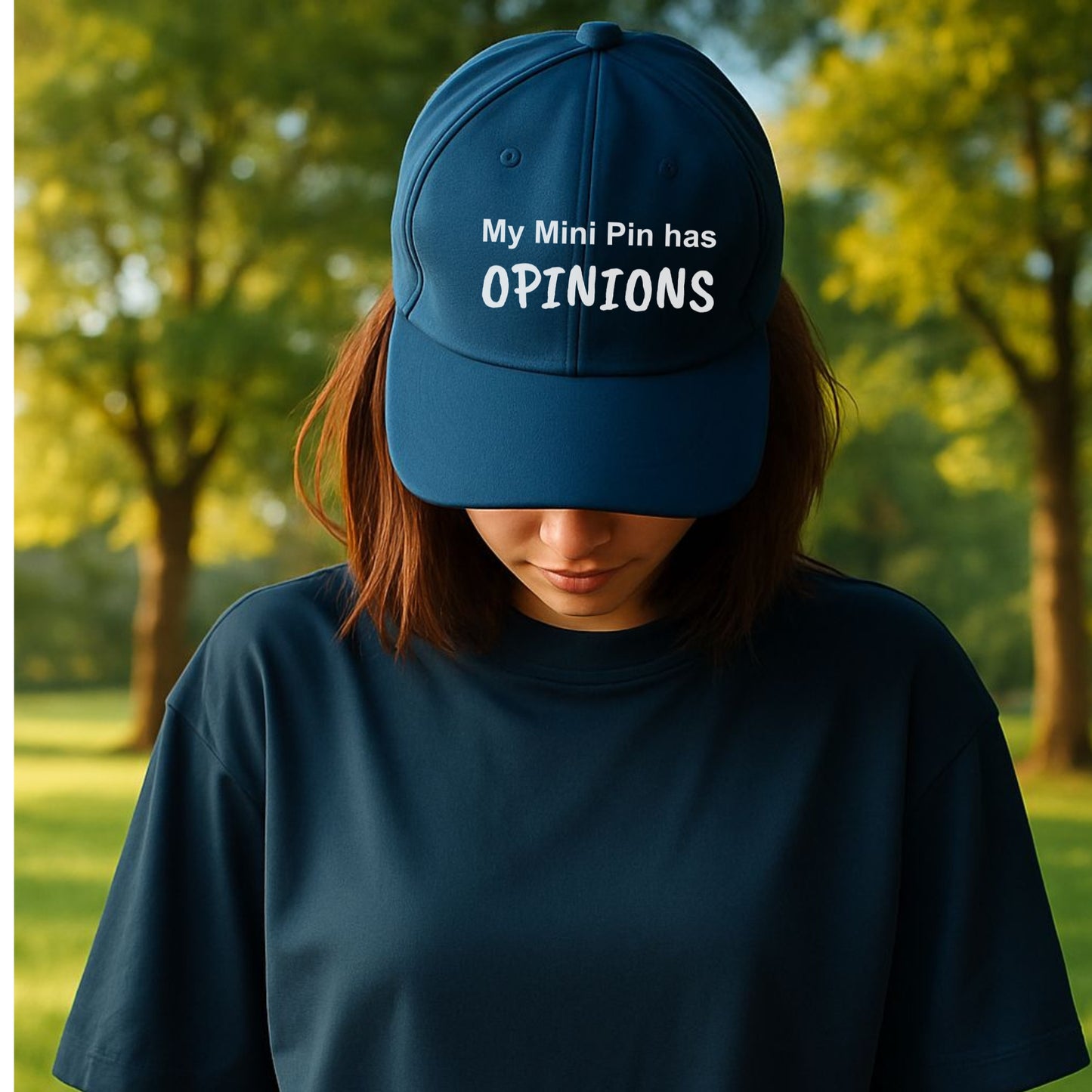 Funny Dad Cap My Mini Pin has Opinions