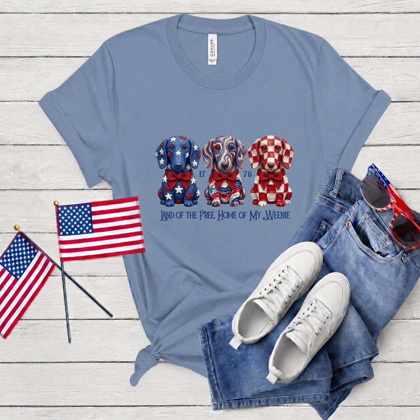 Dachshund Patriotic Free Land Premium Tee
