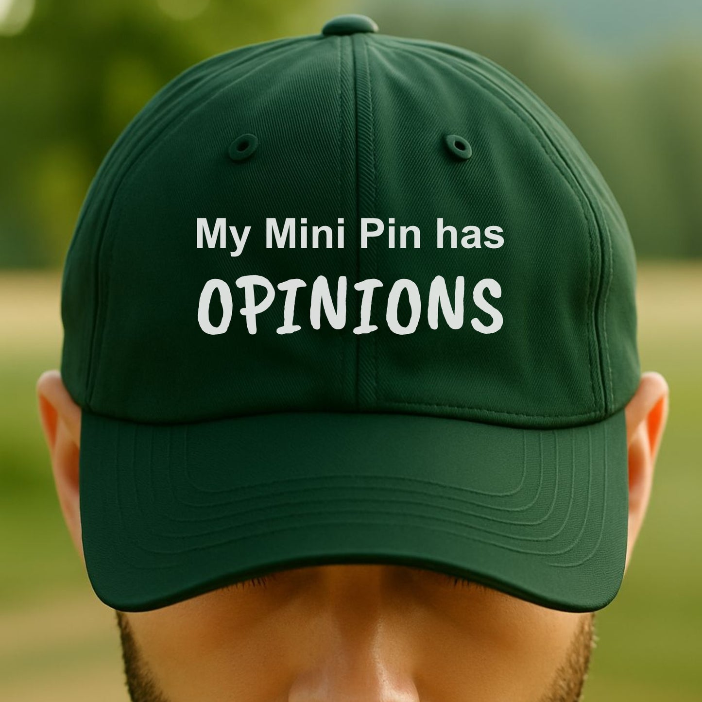 Funny Dad Cap My Mini Pin has Opinions