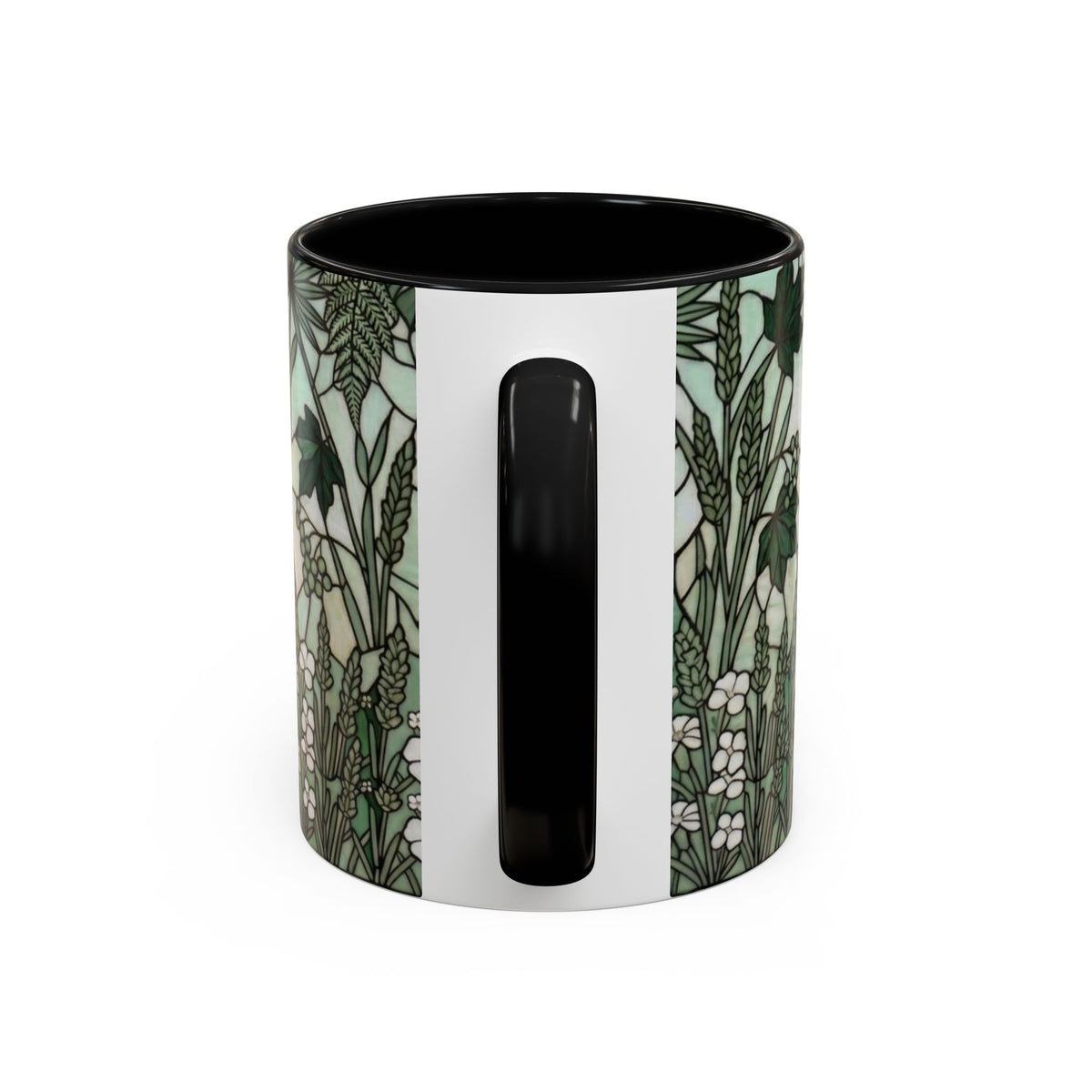 Stained Glass Style French Bulldog Coffee Mug — Botanical Green Theme