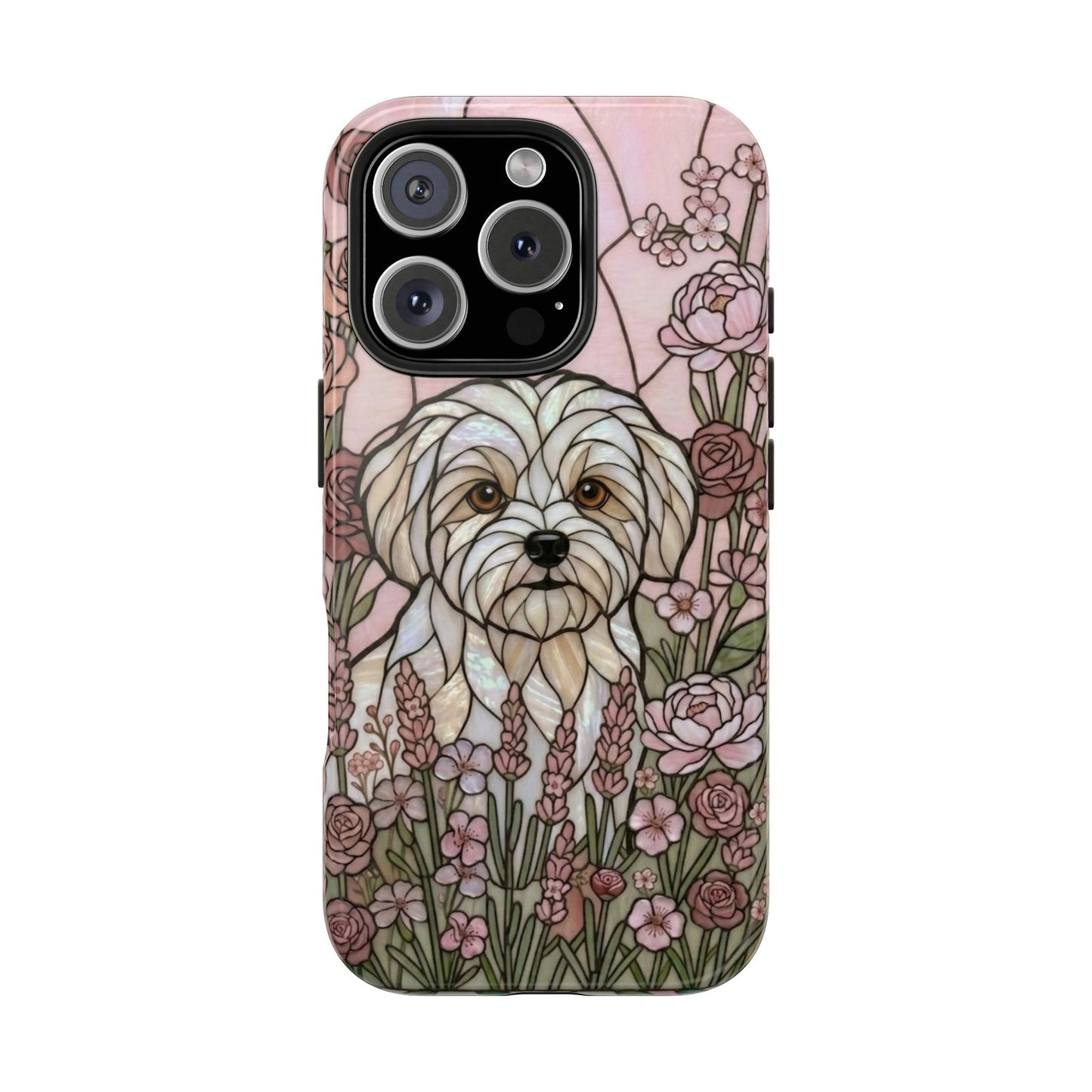Maltese Stained Glass Style Tough Case — Rose Garden Theme