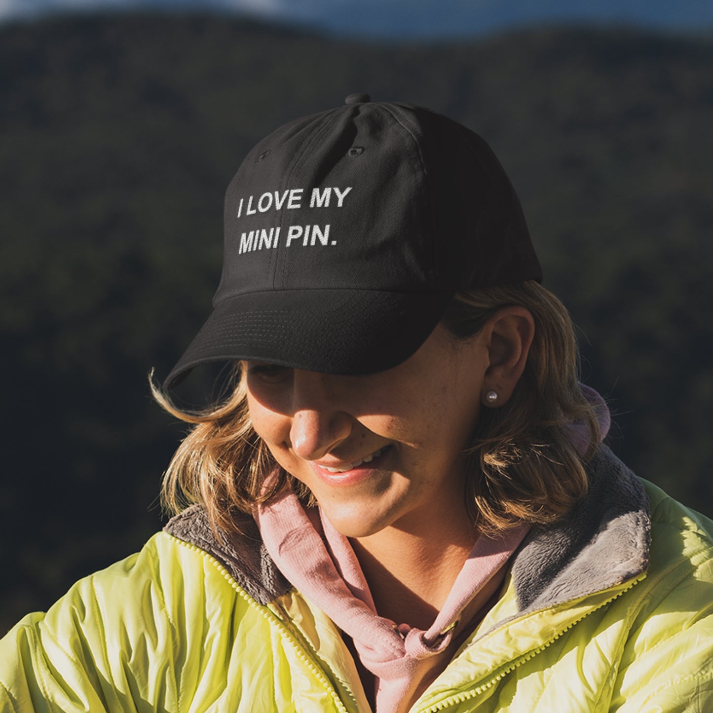 Funny Dad Cap I love my Mini Pin