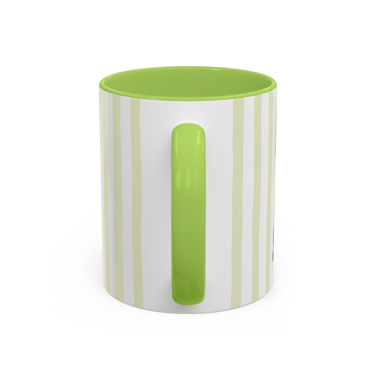 Cute Light Green Striped Yorkie Ceramic Cup