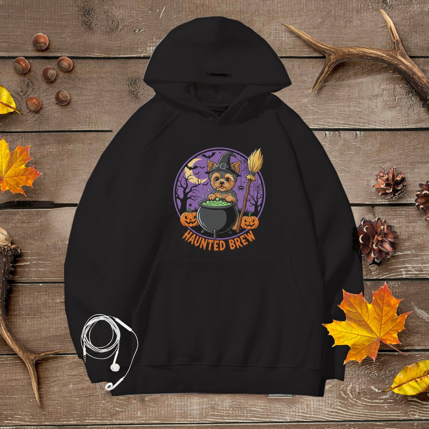 Cute Yorkiew Halloween Unisex Premium Hoodie Witch Cauldron