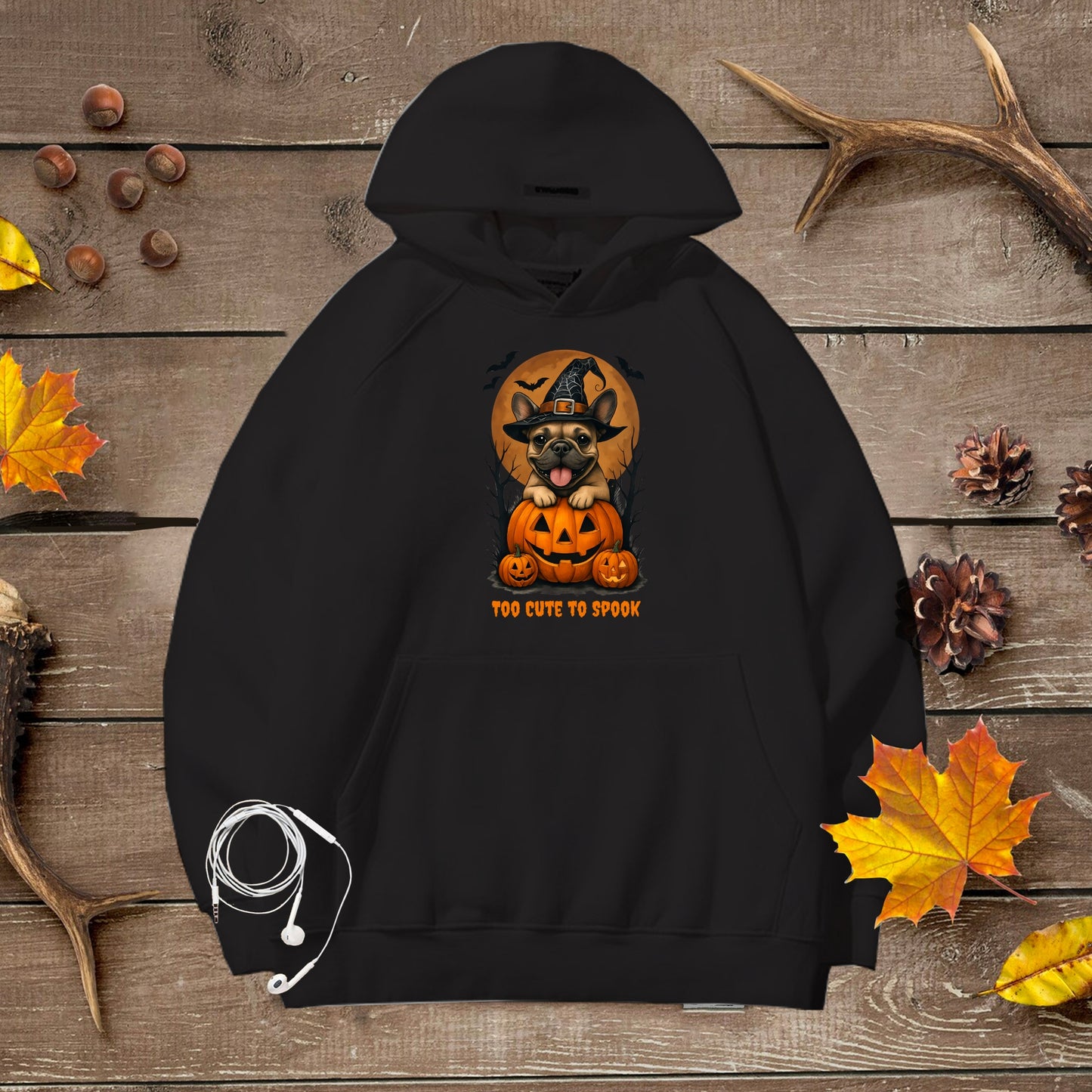 Halloween Unisex Premium Hoodie French Bulldog Witch