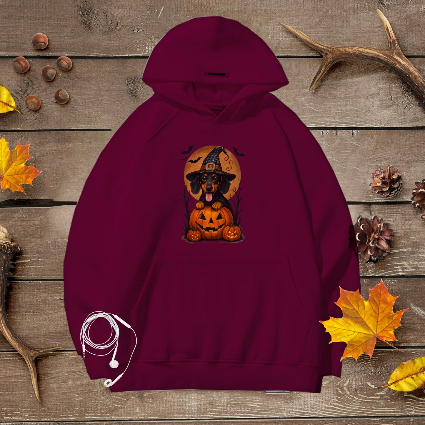 Cute Halloween Unisex Premium Hoodie Dachshound Witch