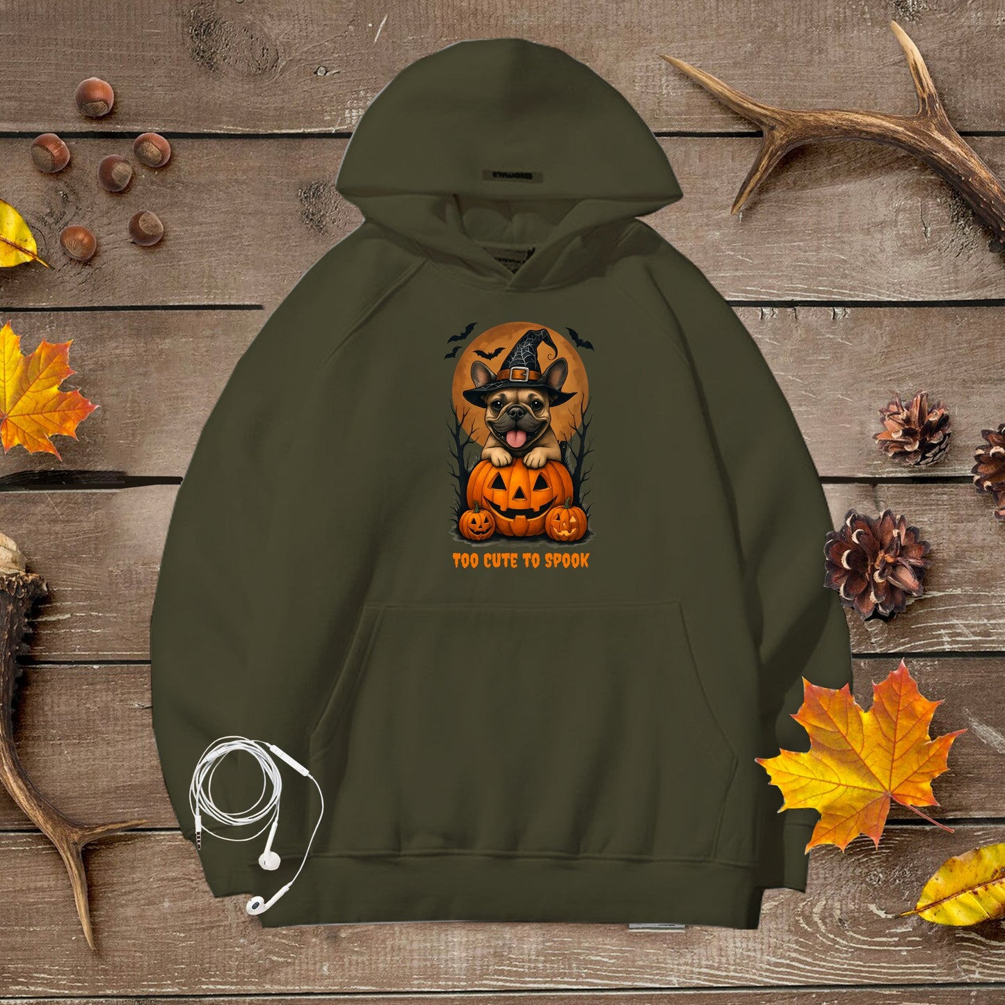 Halloween Unisex Premium Hoodie French Bulldog Witch