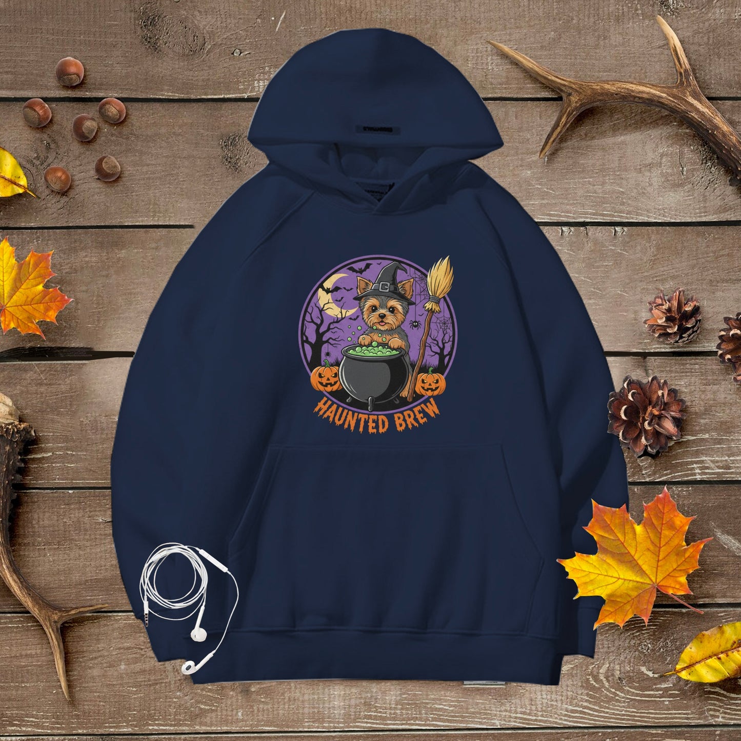 Cute Yorkiew Halloween Unisex Premium Hoodie Witch Cauldron