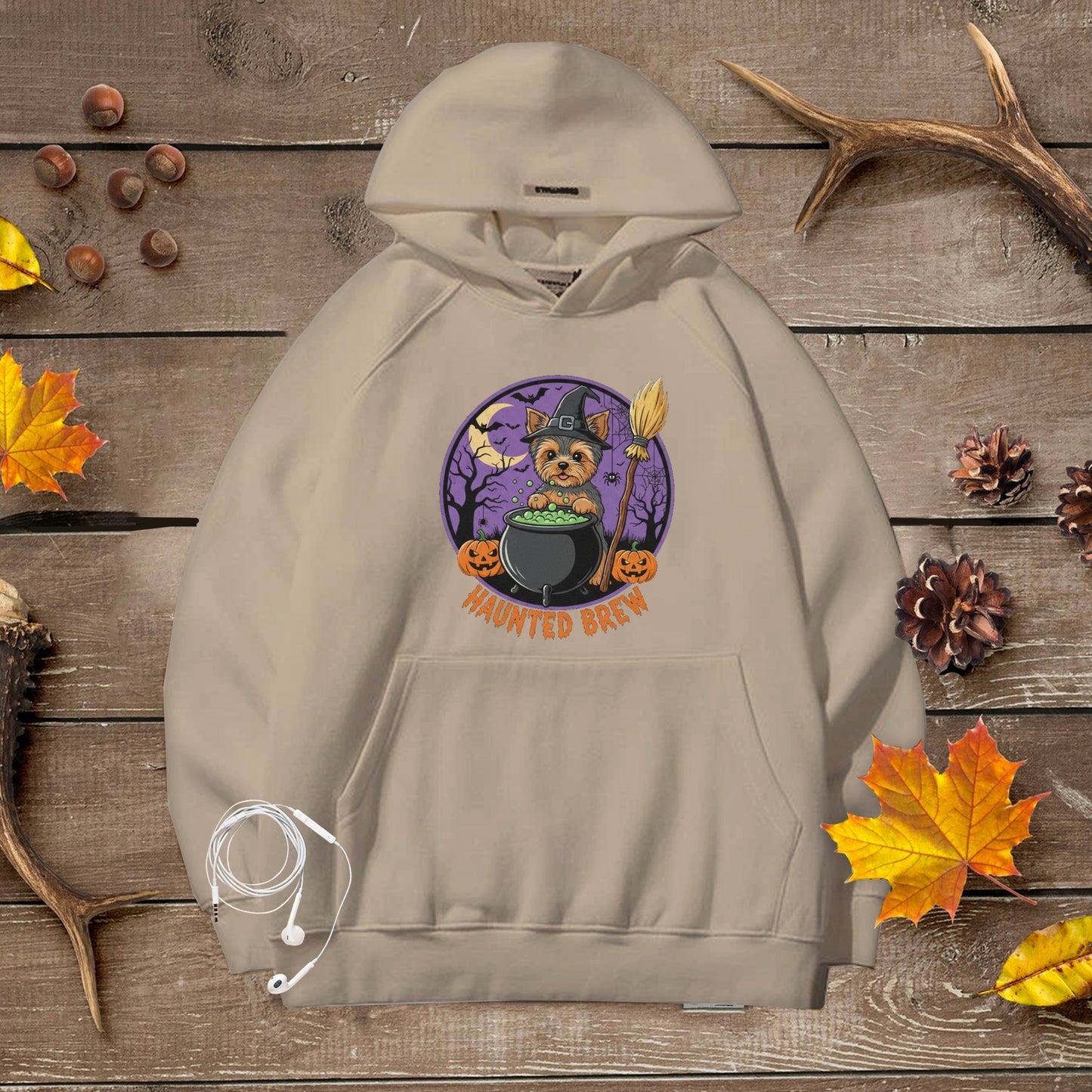 Cute Yorkiew Halloween Unisex Premium Hoodie Witch Cauldron