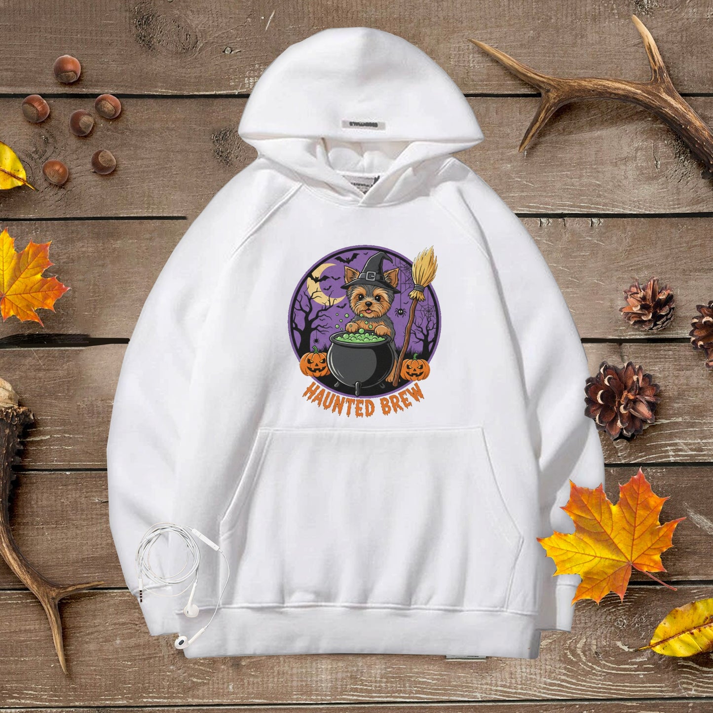 Cute Yorkiew Halloween Unisex Premium Hoodie Witch Cauldron
