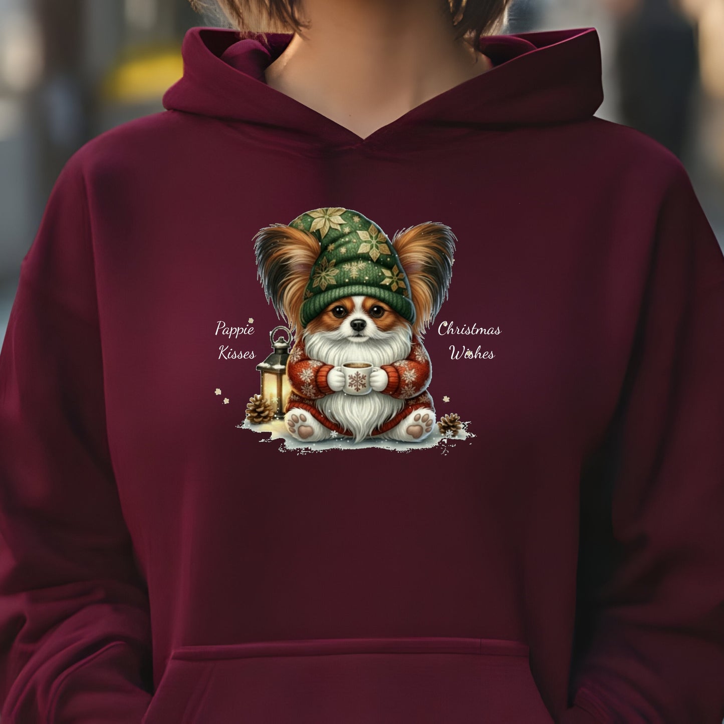 Magical Papillon Christmas Gnome Unisex Premium Hoodie – Cozy Joy for Dog Lovers