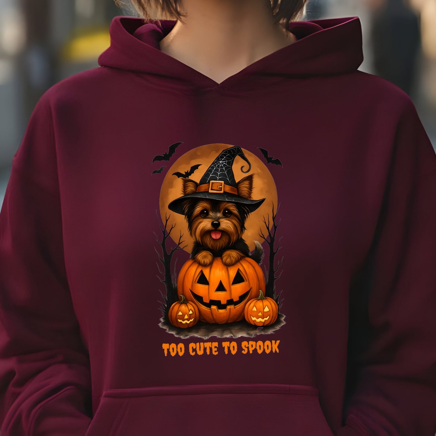 Cute Halloween Unisex Premium Hoodie Yorkie Witch