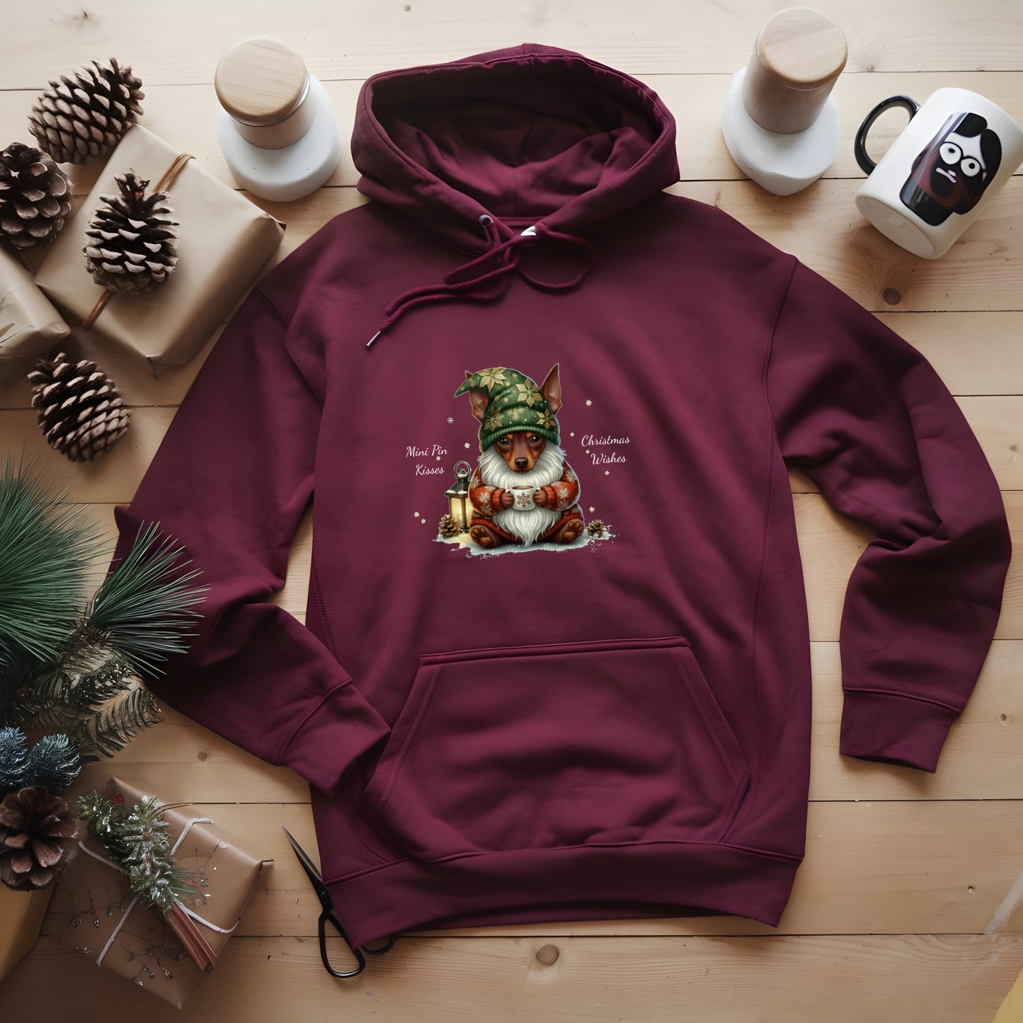 Magical Mini Pinscher Christmas Gnome Unisex Premium Hoodie – Cozy Joy for Dog Lovers