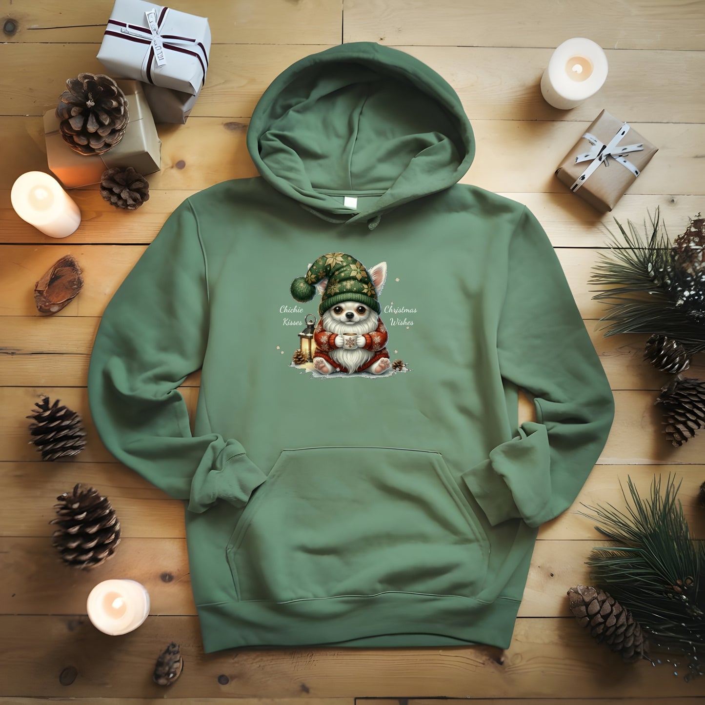 Magical Chihuahua Christmas Gnome Unisex Premium Hoodie – Cozy Joy for Dog Lovers