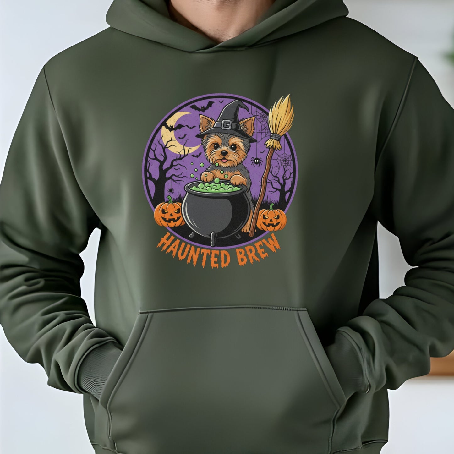 Cute Yorkiew Halloween Unisex Premium Hoodie Witch Cauldron