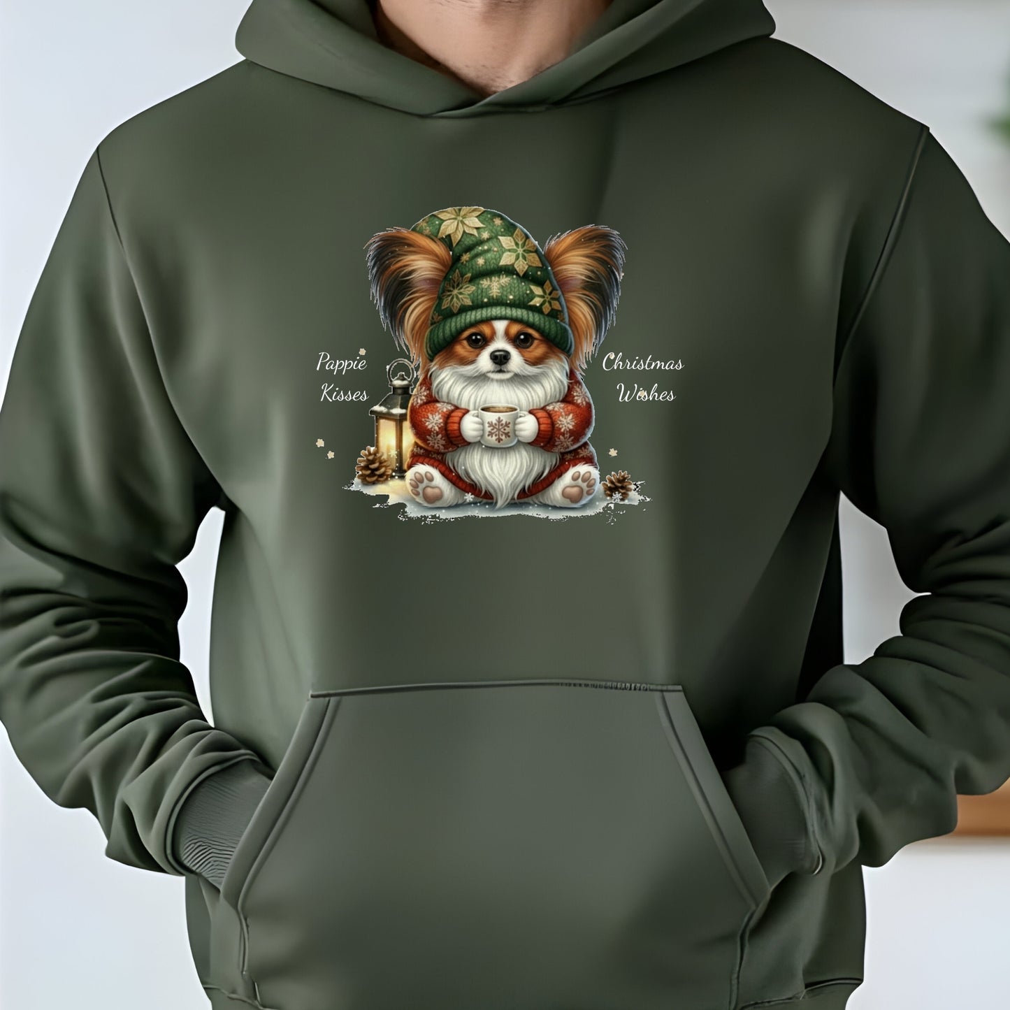 Magical Papillon Christmas Gnome Unisex Premium Hoodie – Cozy Joy for Dog Lovers
