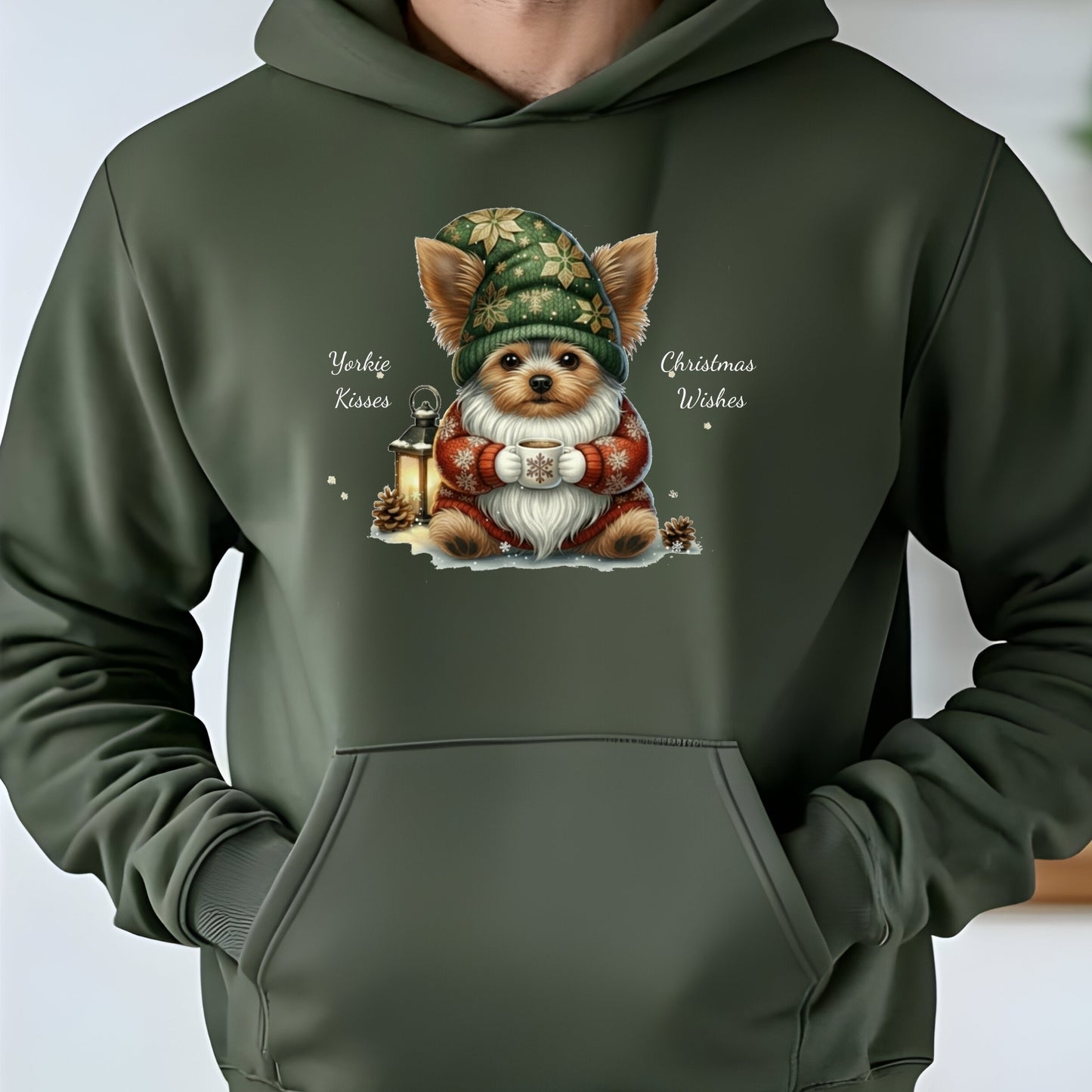 Magical Yorkie Christmas Gnome Unisex Premium Hoodie – Cozy Joy for Dog Lovers
