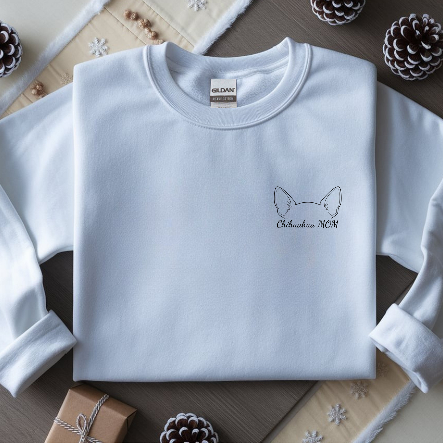 "Chihuahua MOM" Premium Sweatshirt – Minimal Outline Gift for Dog Lovers