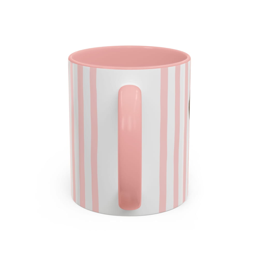 Cute Light Pink Striped Toy Poodle Ceramic Cup - 11oz / Pink - Mug