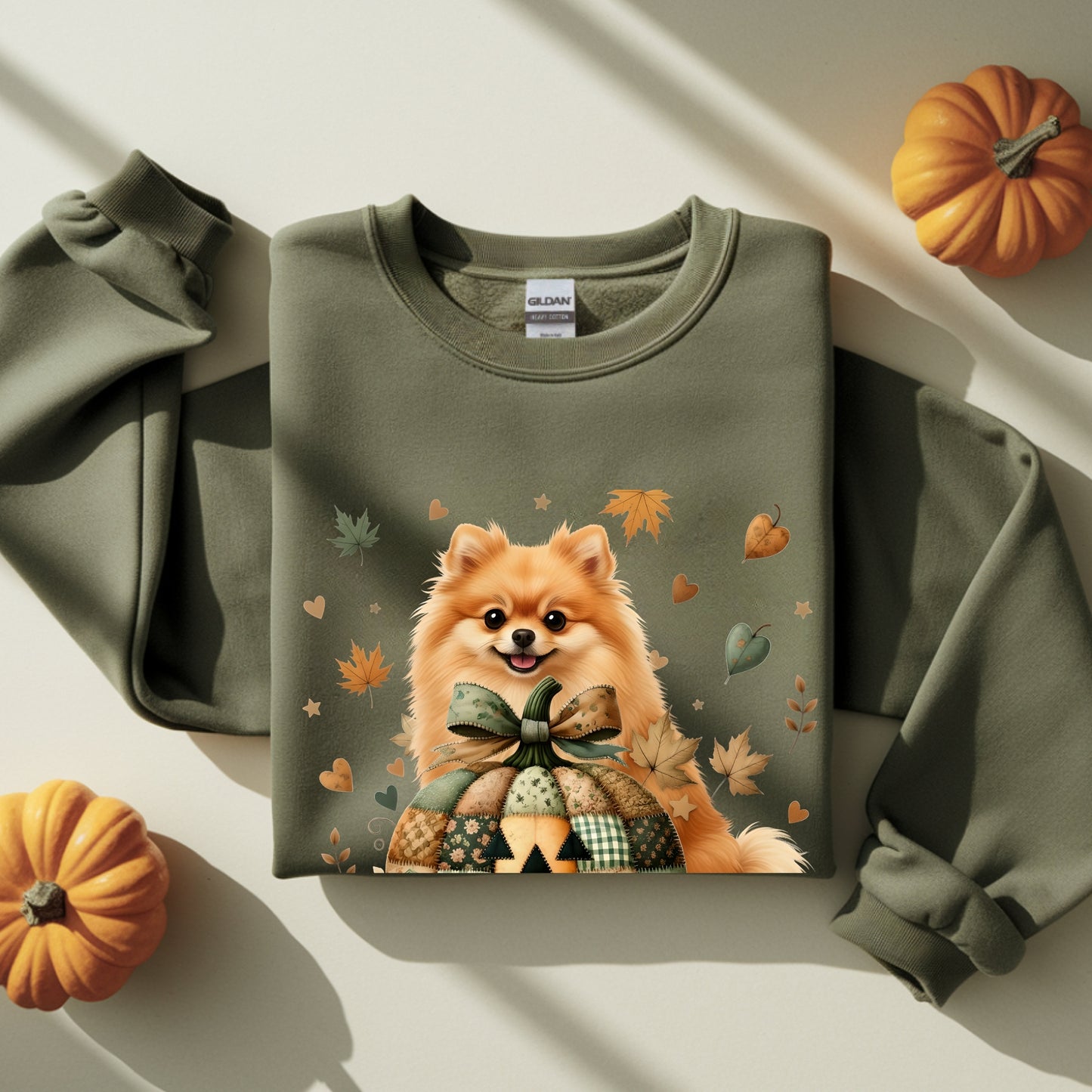 Pomeranian Fall Halloween Patchwork Premium Unisex Sweatshirt