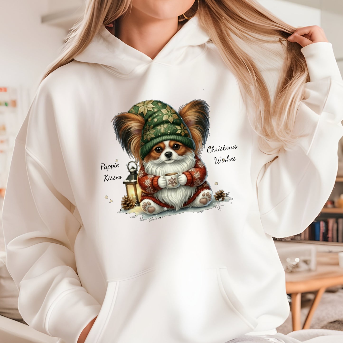 Magical Papillon Christmas Gnome Unisex Premium Hoodie – Cozy Joy for Dog Lovers