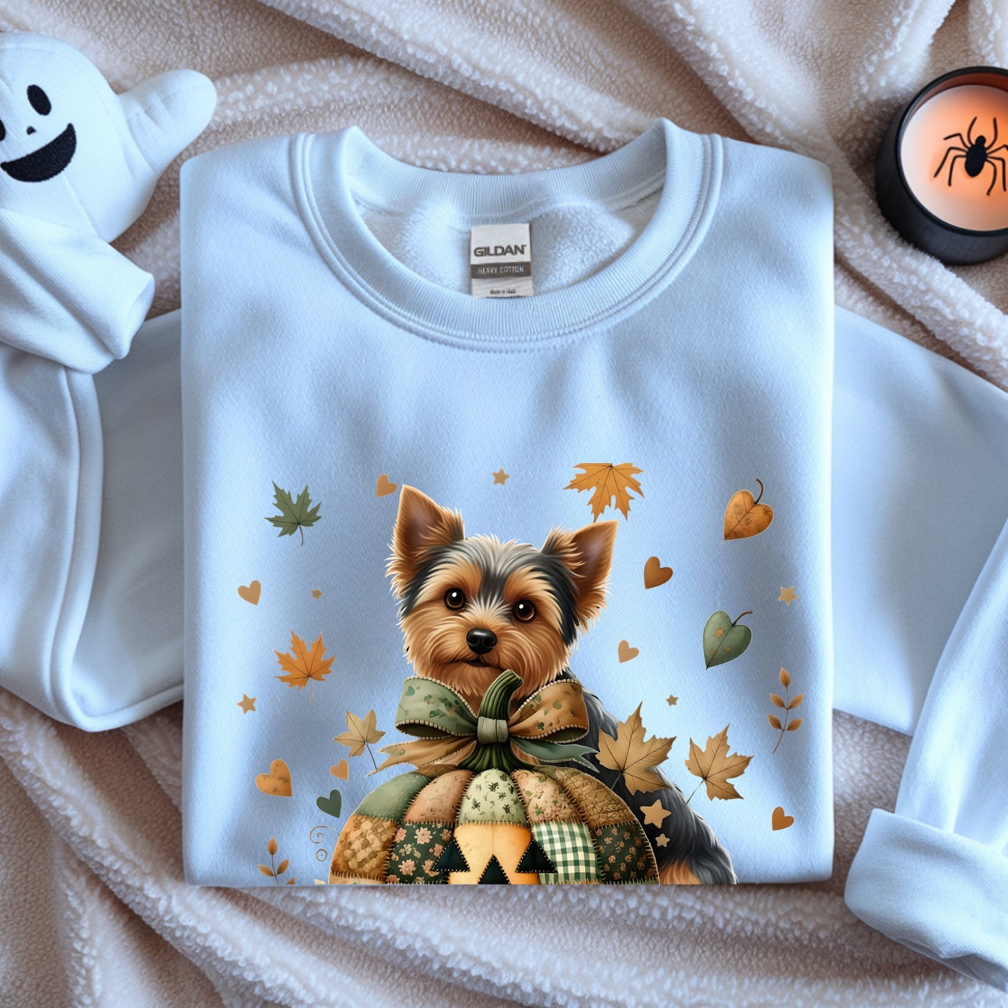 Yorkie Fall Halloween Patchwork Premium Unisex Sweatshirt