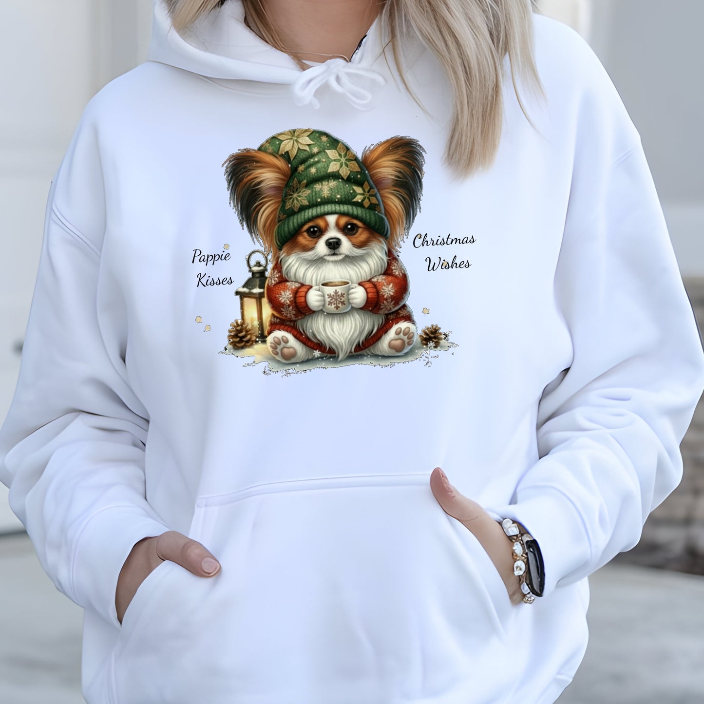 Magical Papillon Christmas Gnome Unisex Premium Hoodie – Cozy Joy for Dog Lovers