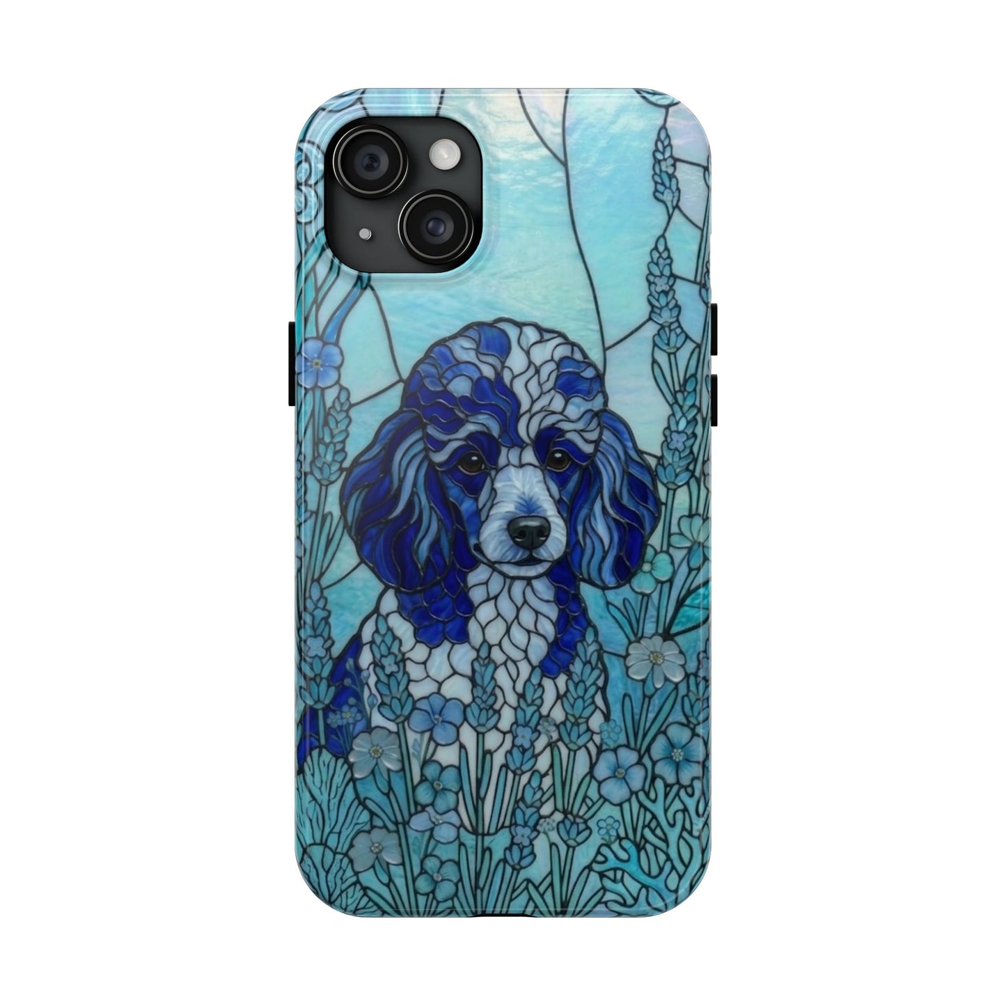Toy Poodle Stained Glass Style Tough Case — Ocean Blue Theme