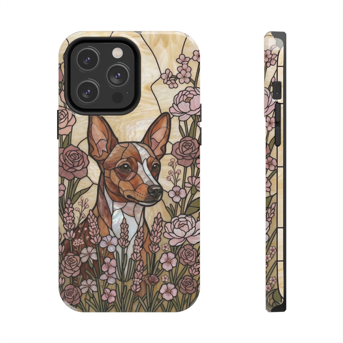 Mini Pinscher Stained Glass Style Tough Case — Rose Garden Theme