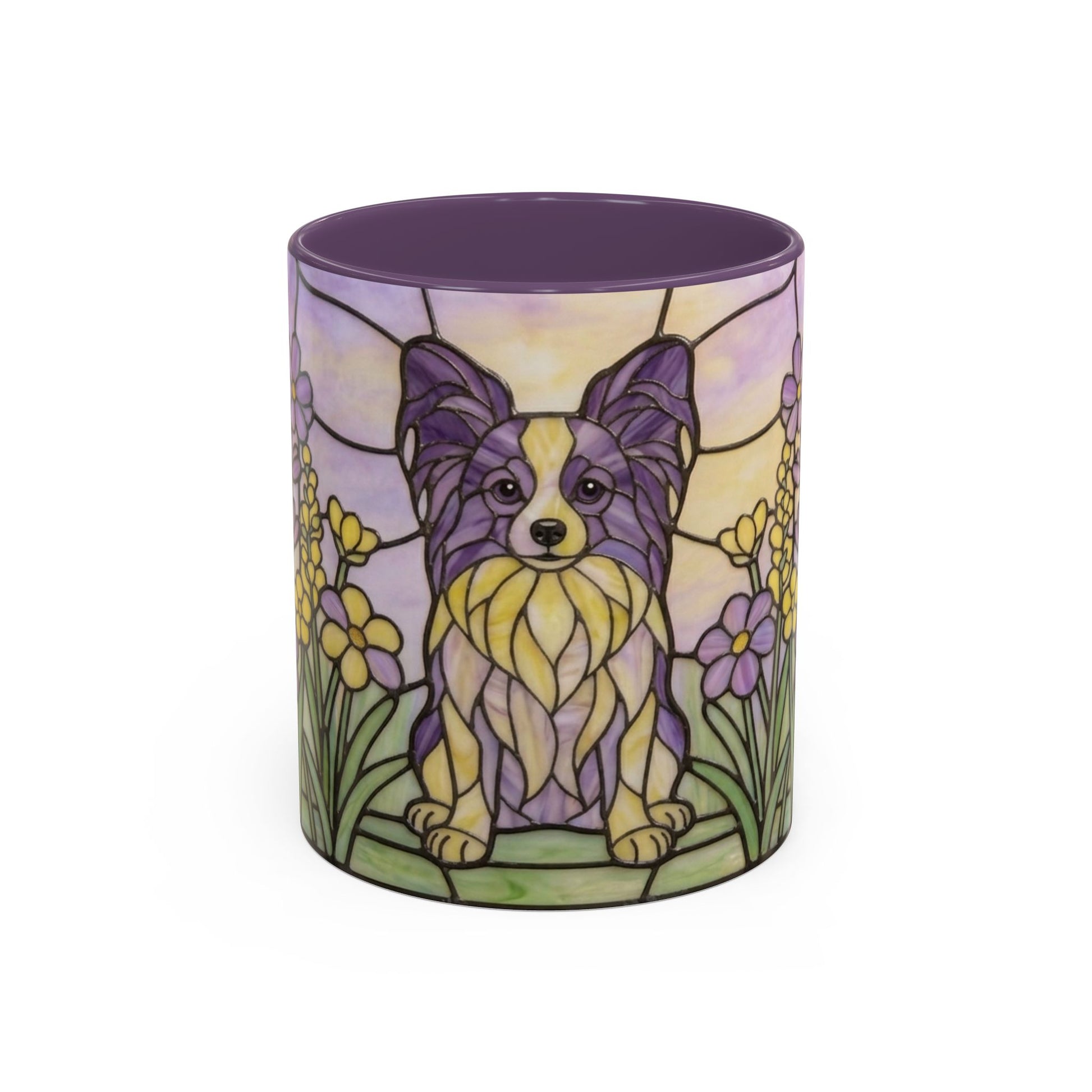 Decorative tumbler with a stylized dog design on a white background
