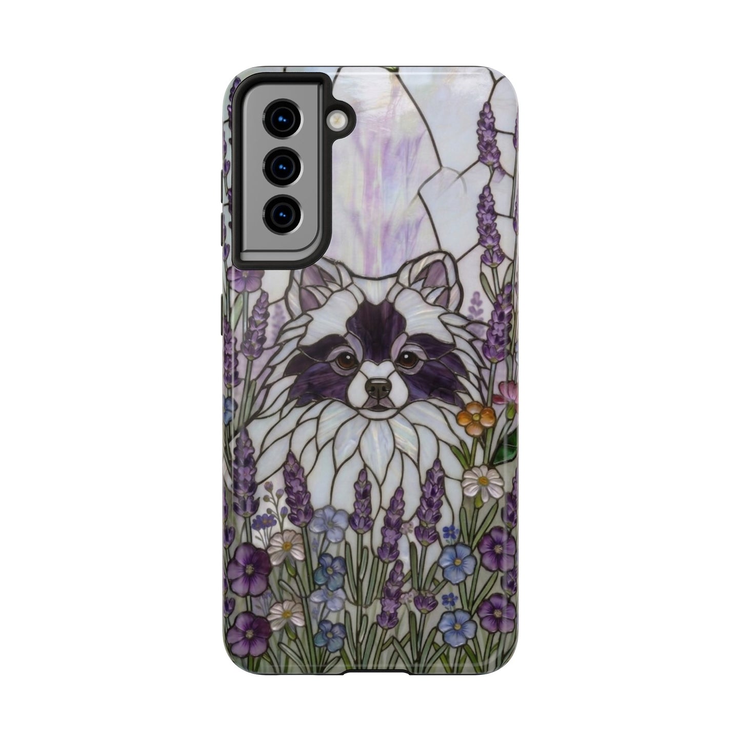 Pomeranian Stained Glass Style Tough Case — Lavender Floral Theme