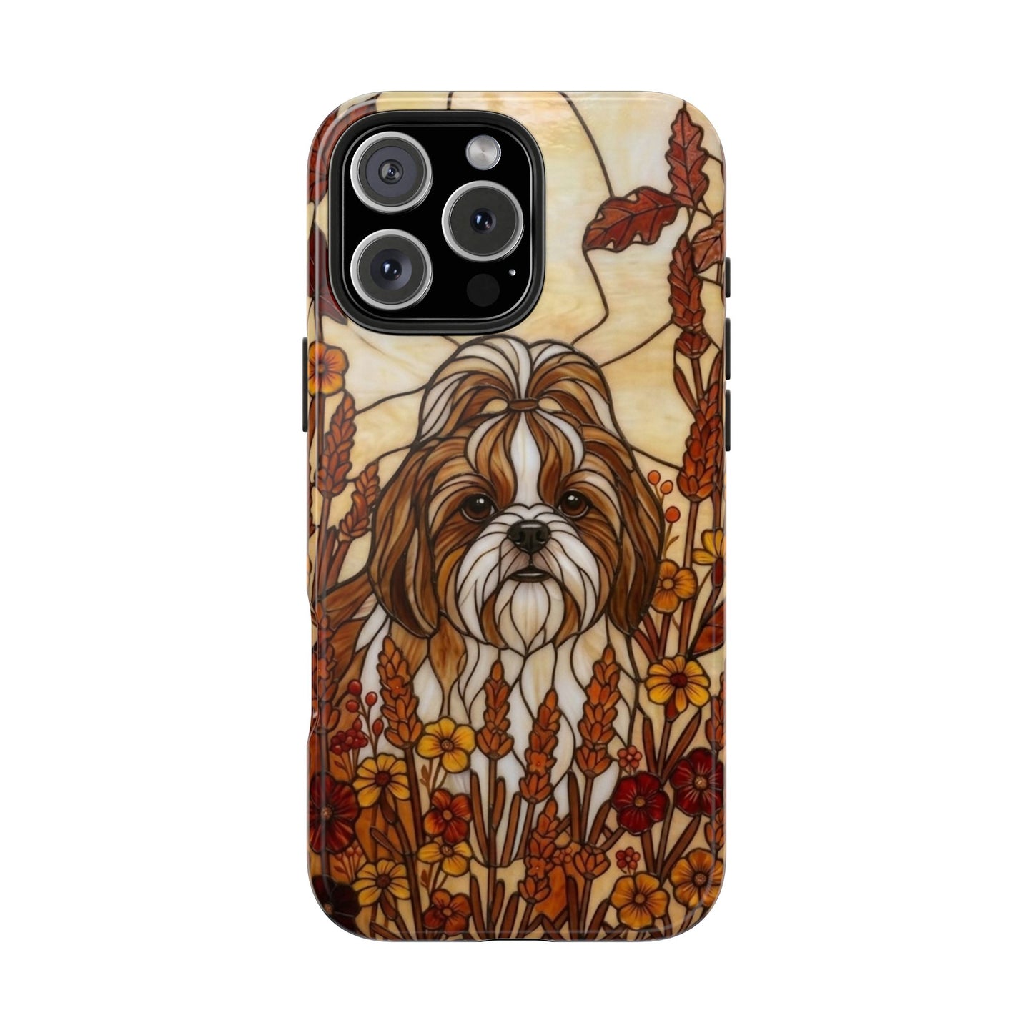 Shih Tzu Stained Glass Style Tough Case — Autumn Warmth Theme