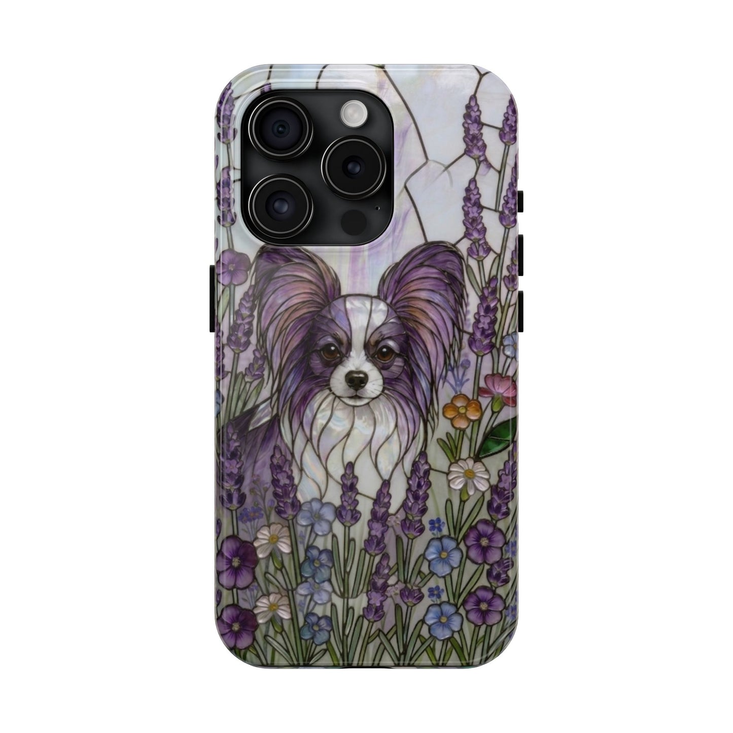 Papillon Stained Glass Style Tough Case — Lavender Floral Theme