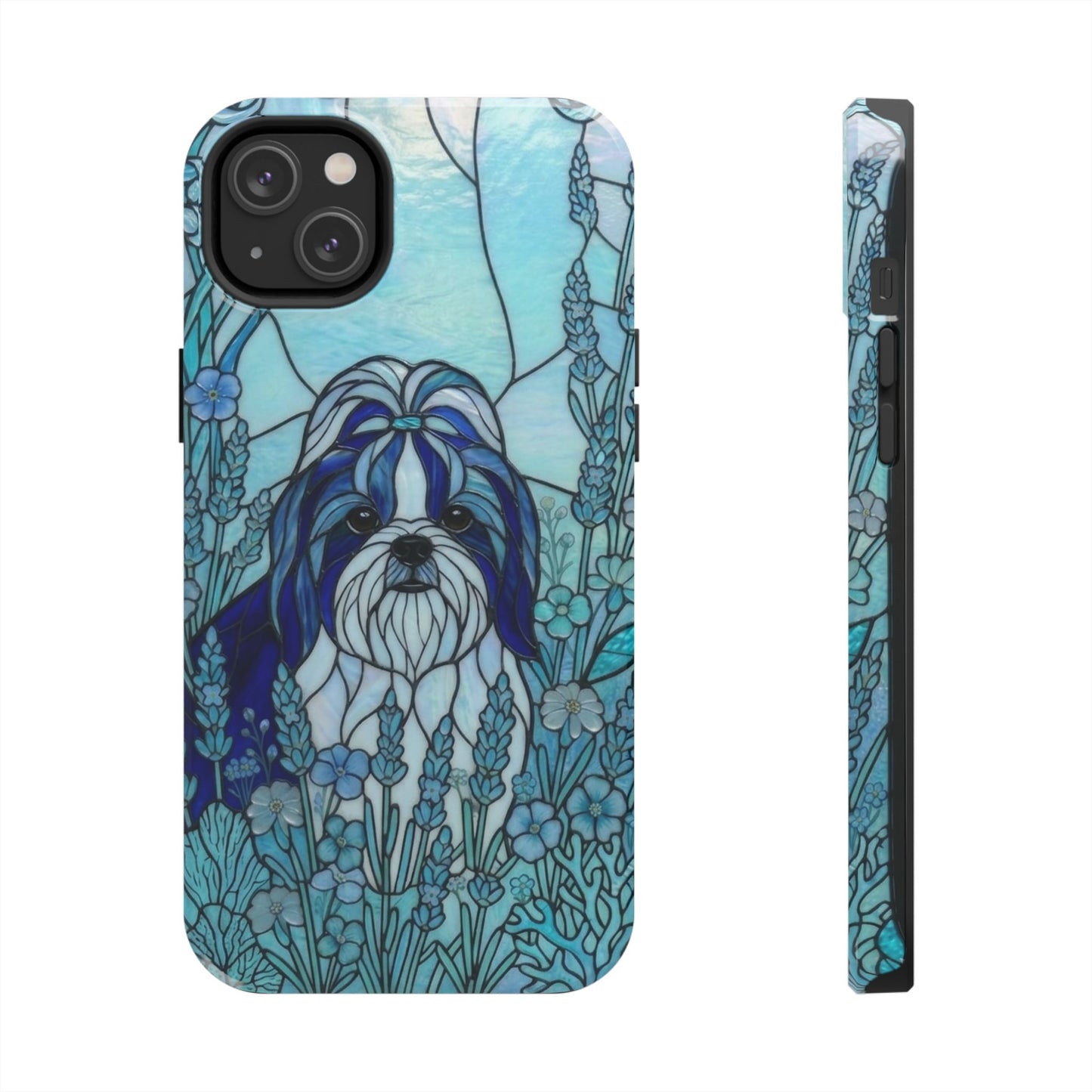 Shih Tzu Stained Glass Style Tough Case — Ocean Blue Theme