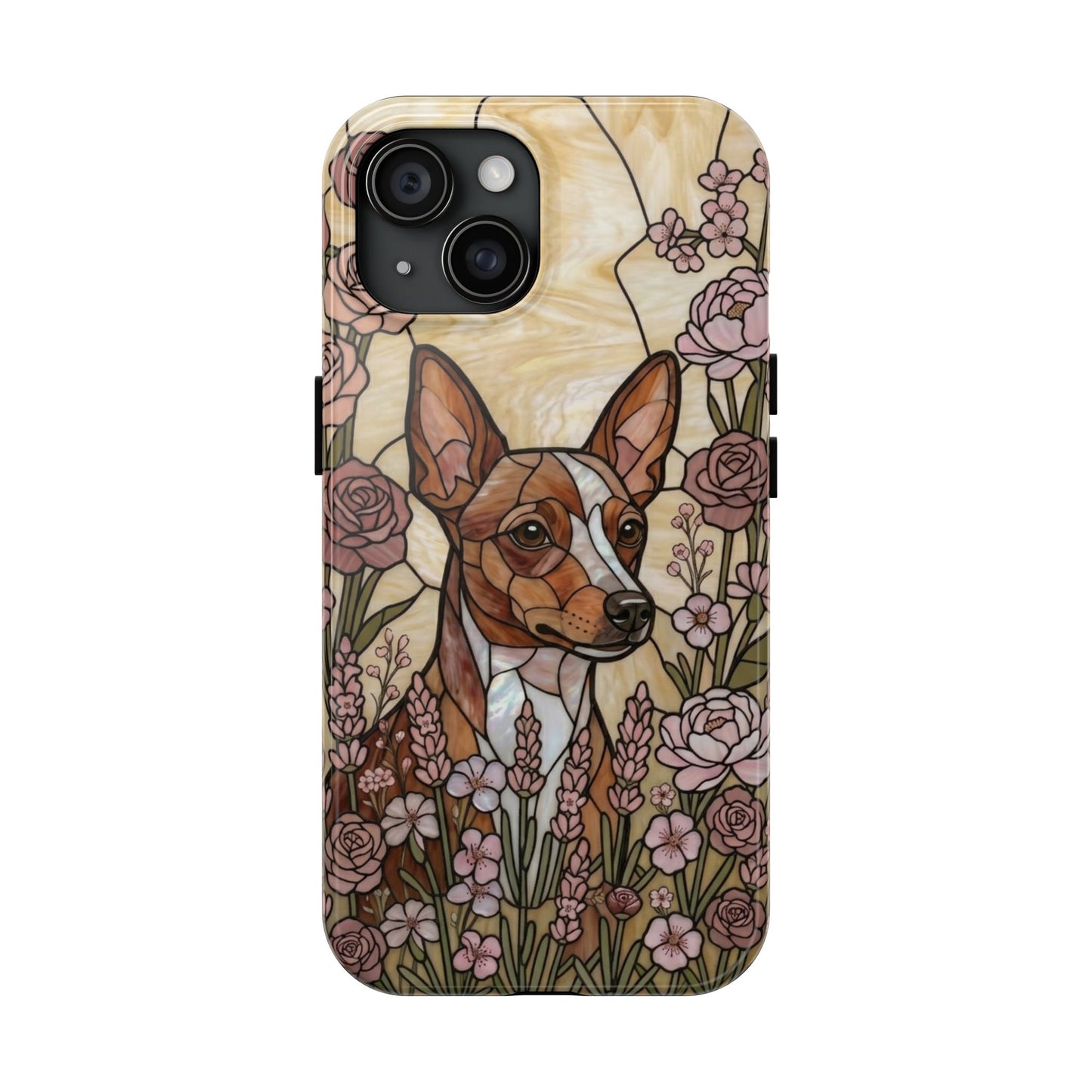 Mini Pinscher Stained Glass Style Tough Case — Rose Garden Theme