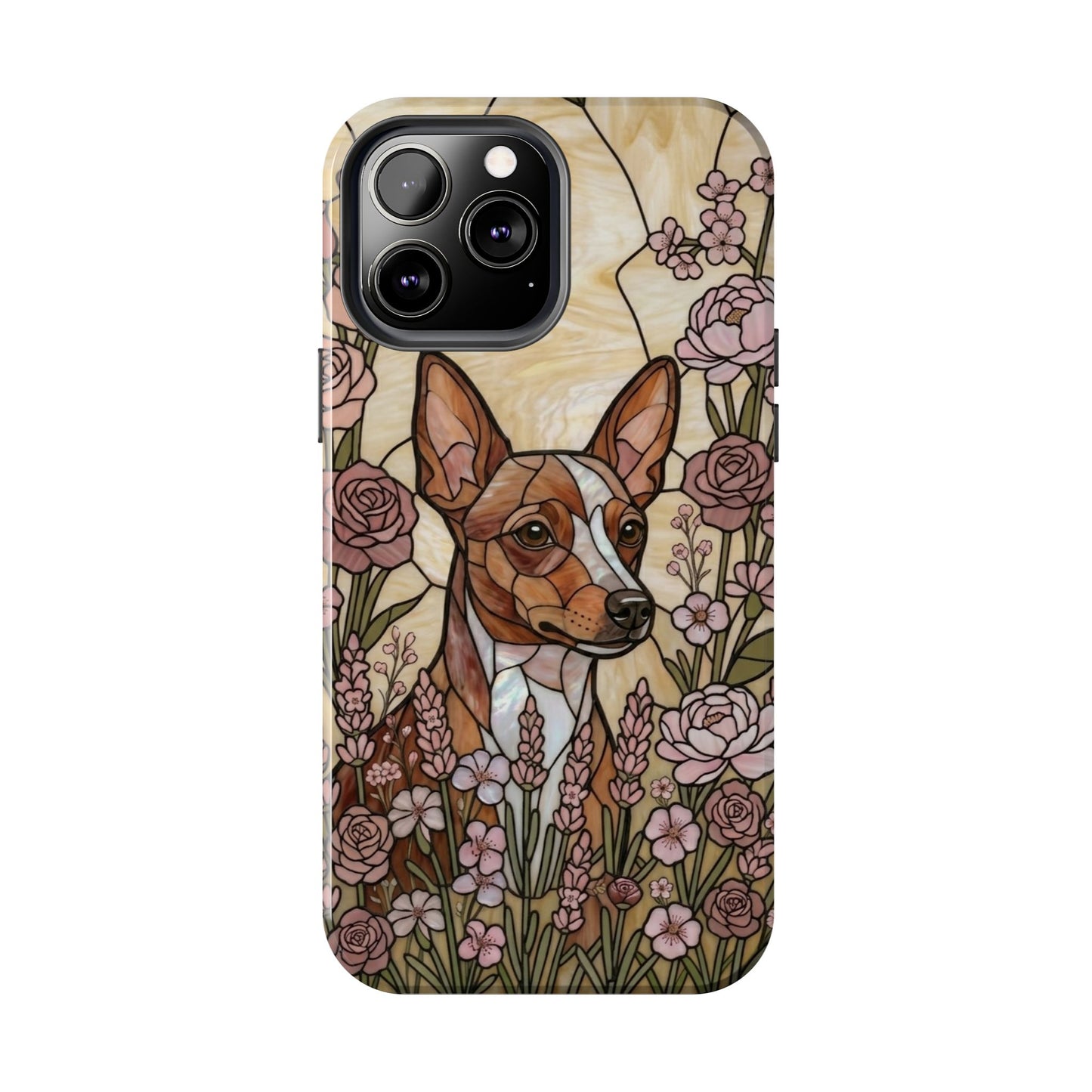 Mini Pinscher Stained Glass Style Tough Case — Rose Garden Theme