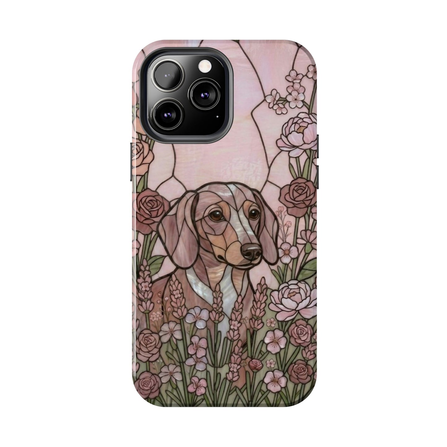 Dachshund Stained Glass Style Tough Case — Rose Garden Theme
