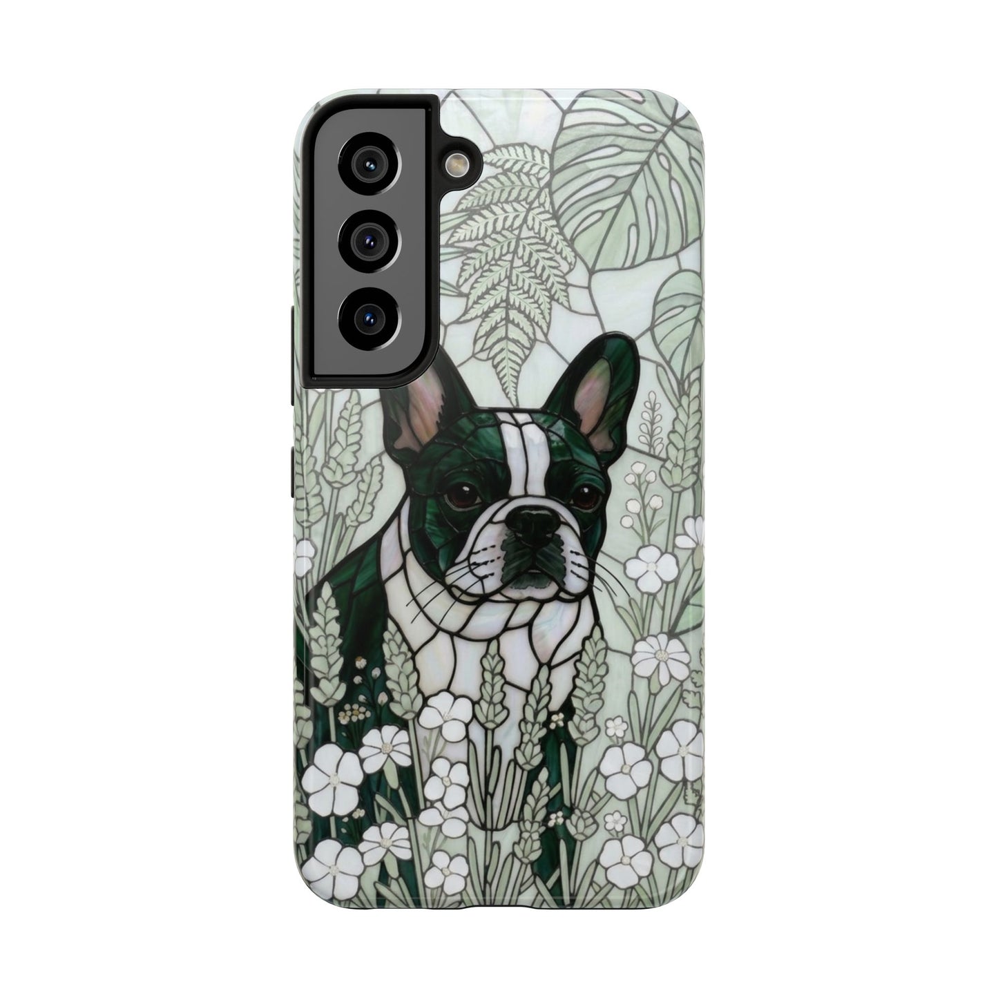 Frenchie Stained Glass Style Tough Case — Botanical GreenTheme