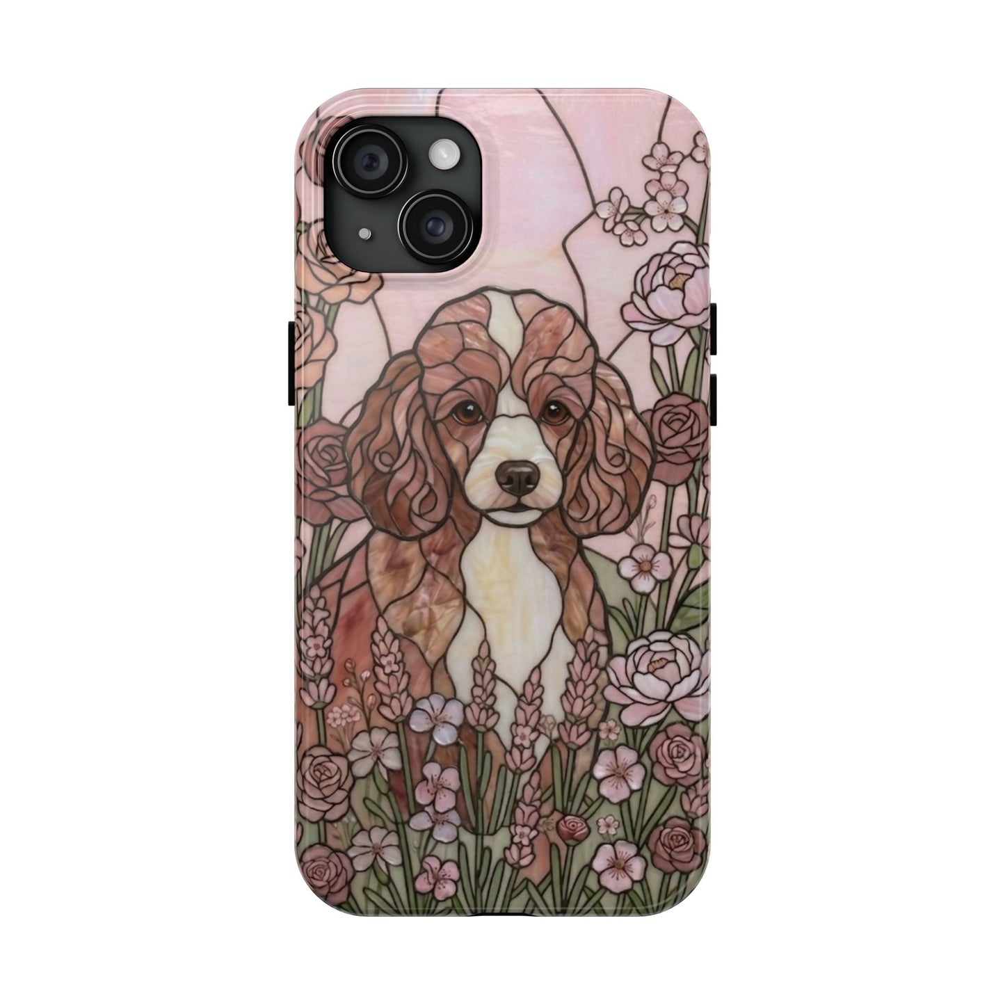 Toy Poodle Stained Glass Style Tough Case — Rose Garden Theme