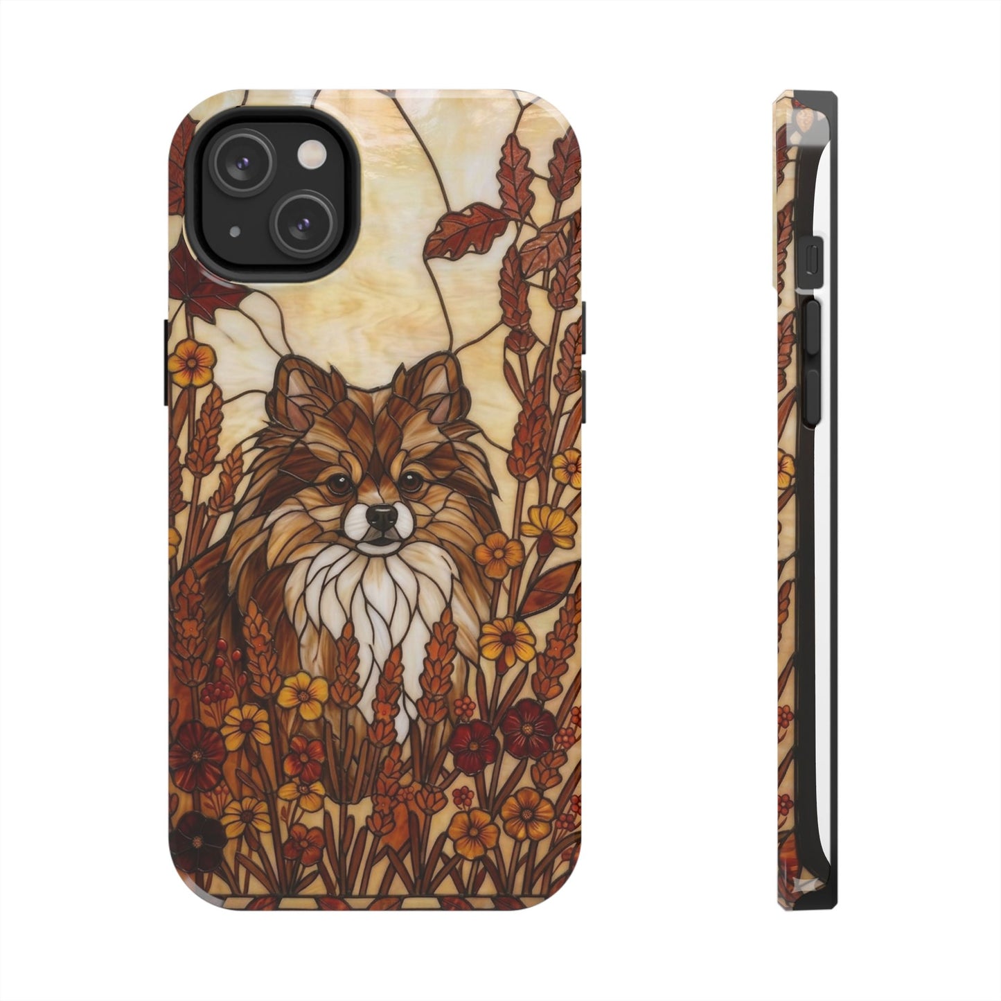 Pomeranian Stained Glass Style Tough Case — Autumn Warmth Theme