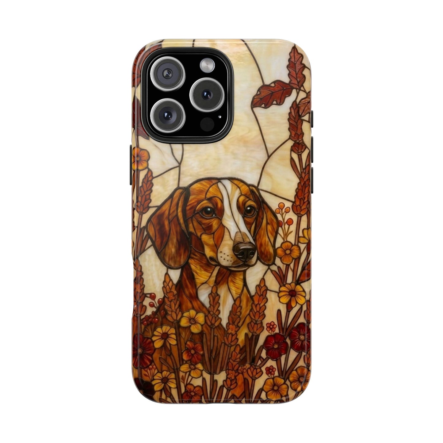 Dachshund Stained Glass Style Tough Case — Autumn Warmth Theme