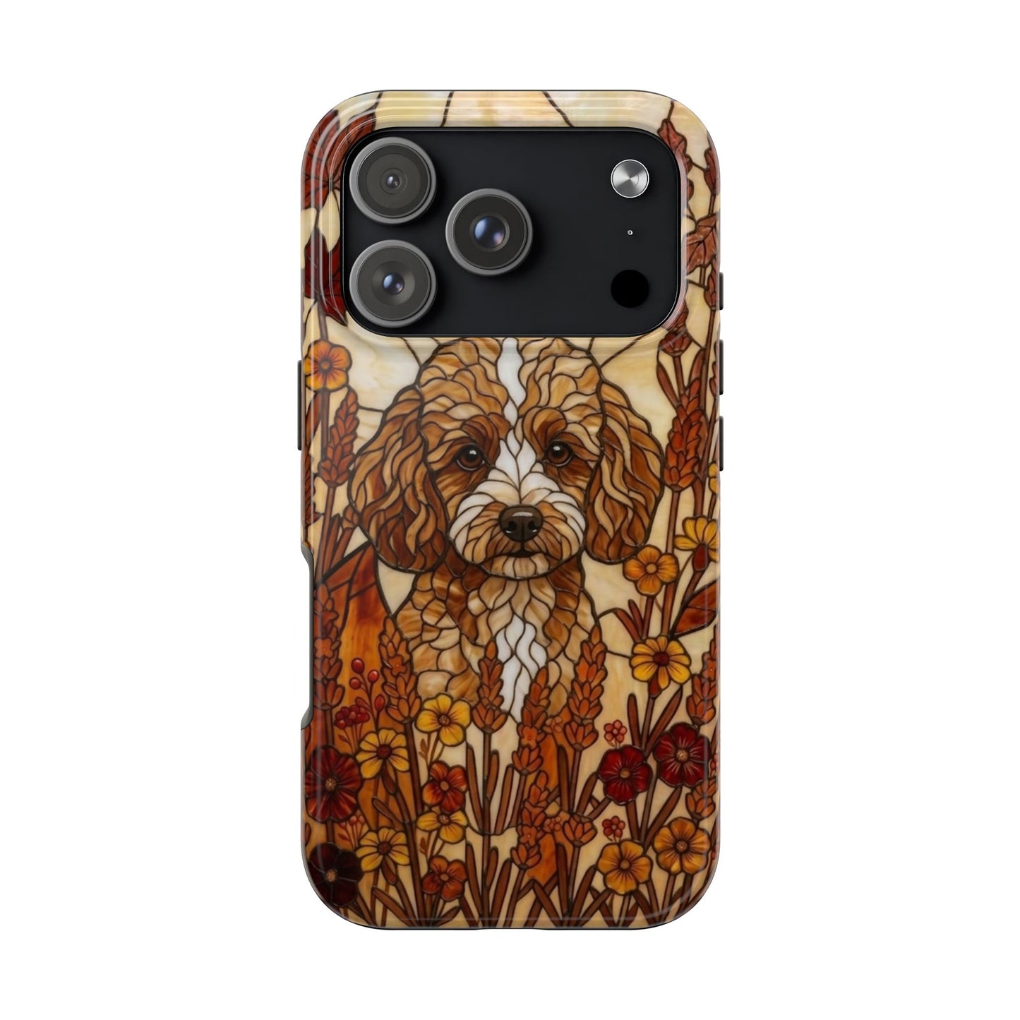 Toy Poodle Stained Glass Style Tough Case — Autumn Warmth Theme