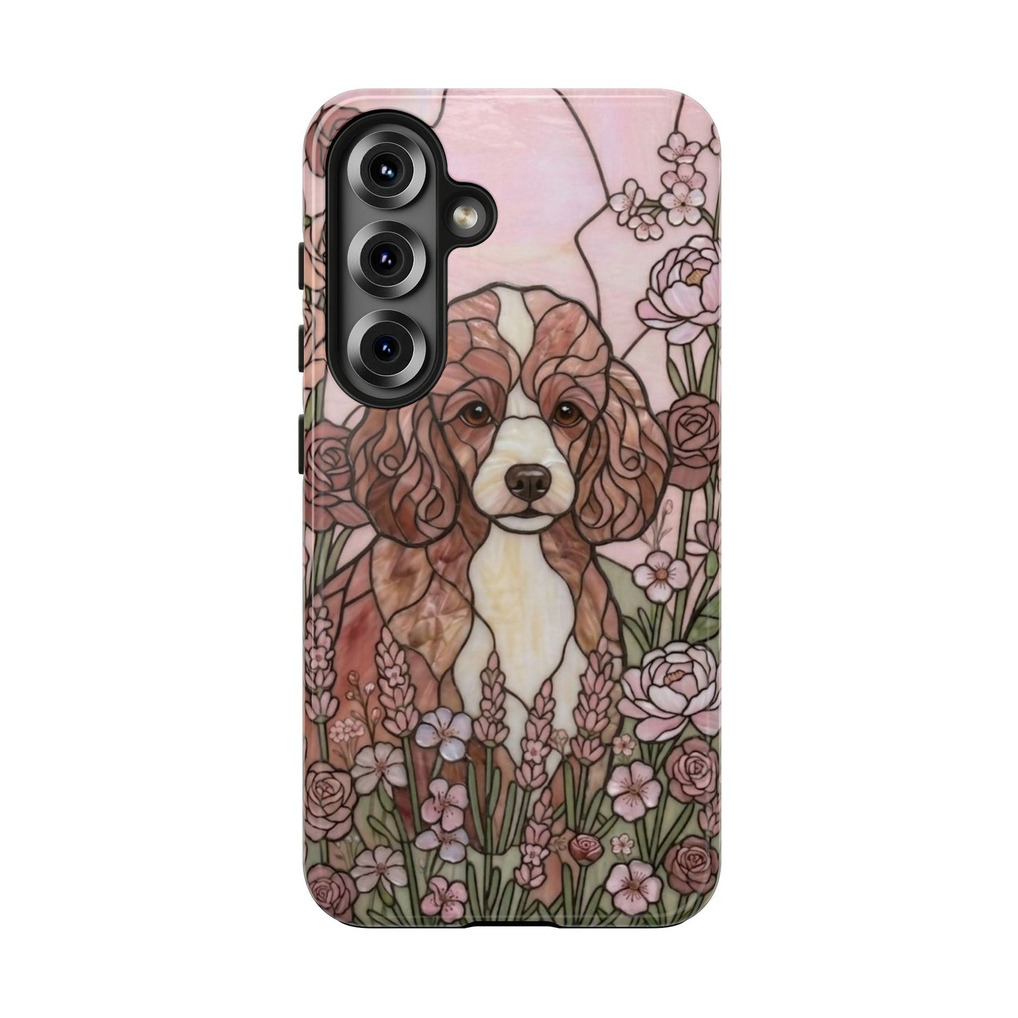 Toy Poodle Stained Glass Style Tough Case — Rose Garden Theme