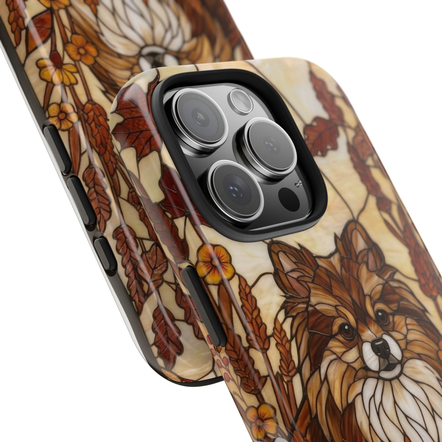 Pomeranian Stained Glass Style Tough Case — Autumn Warmth Theme