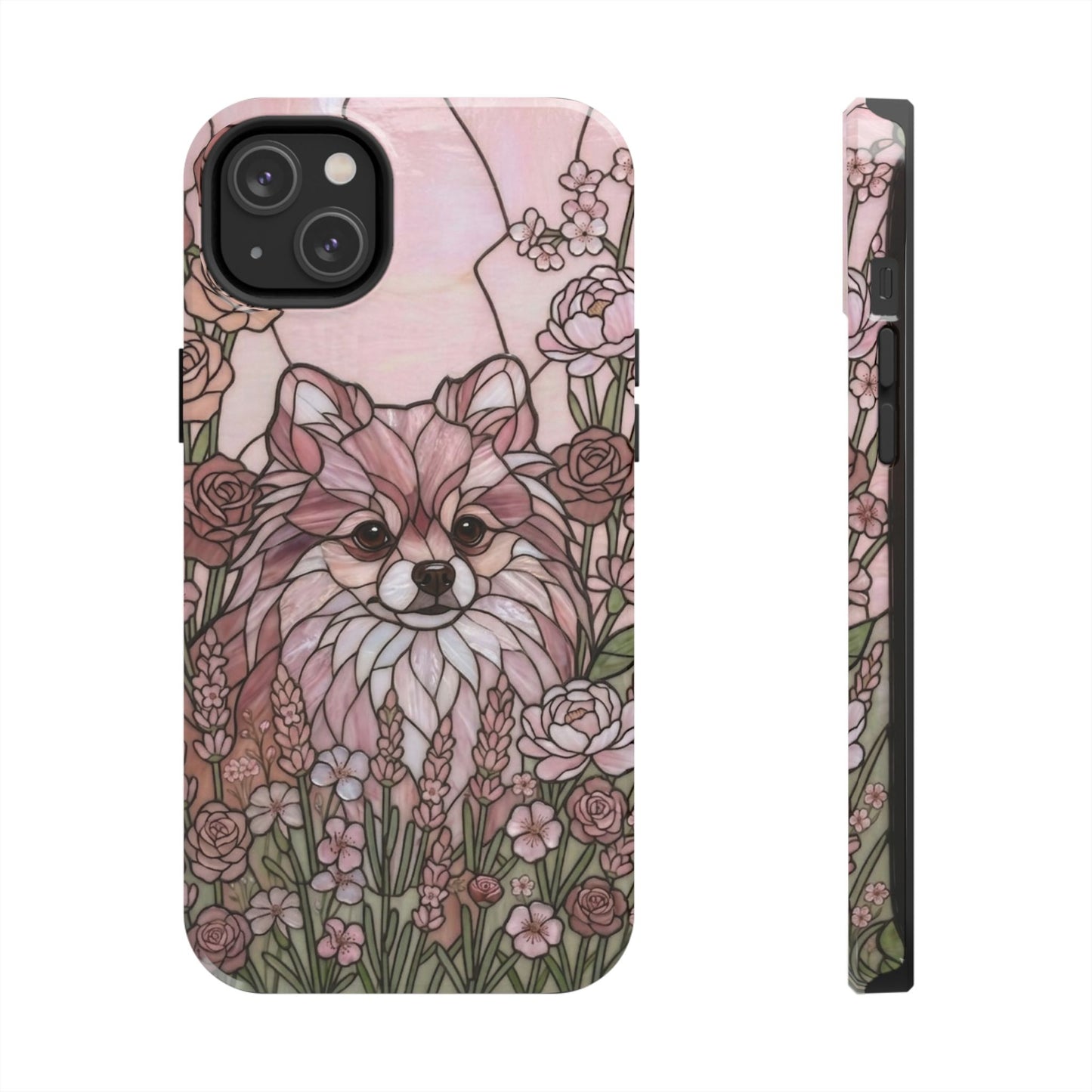 Pomeranian Stained Glass Style Tough Case — Rose Garden Theme