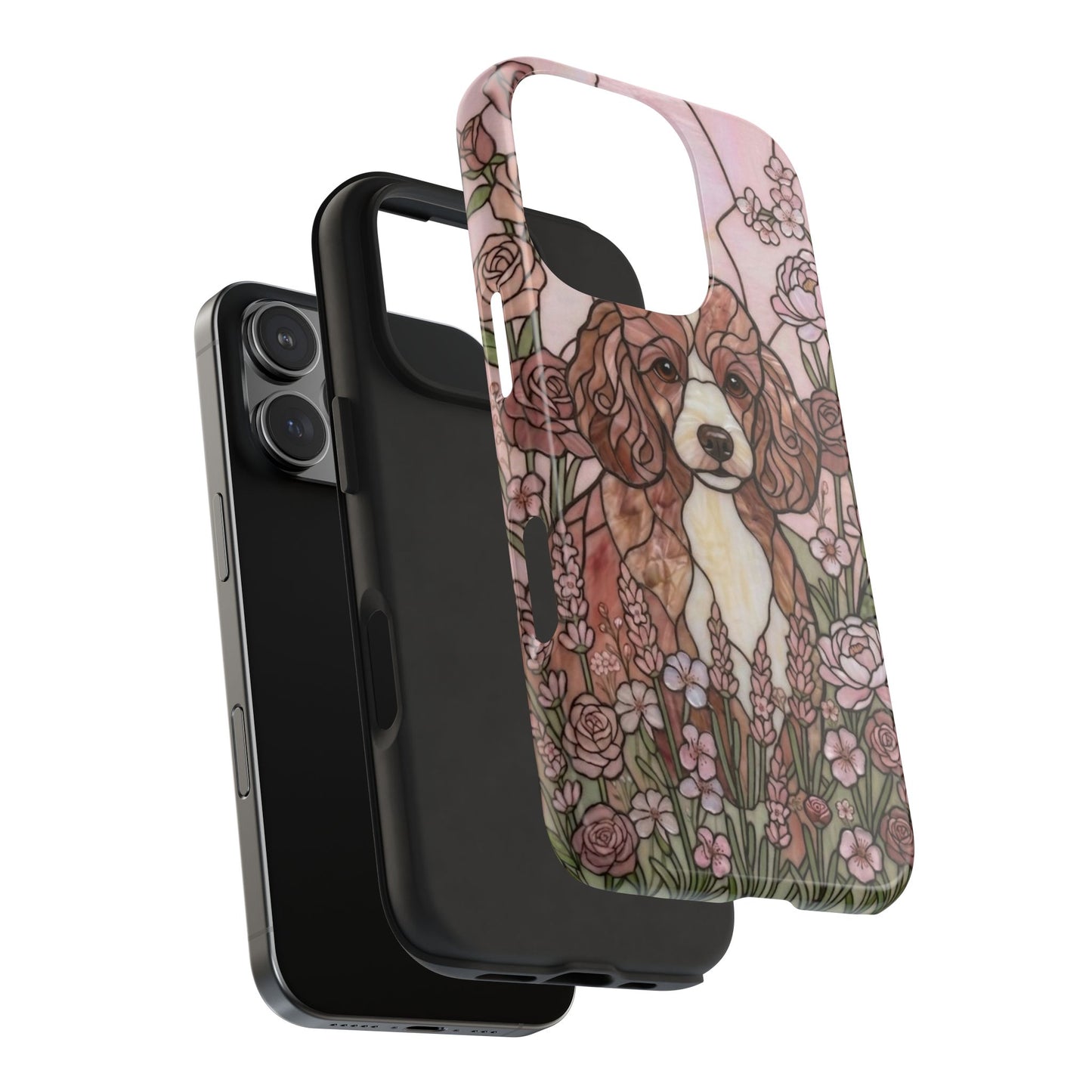 Toy Poodle Stained Glass Style Tough Case — Rose Garden Theme